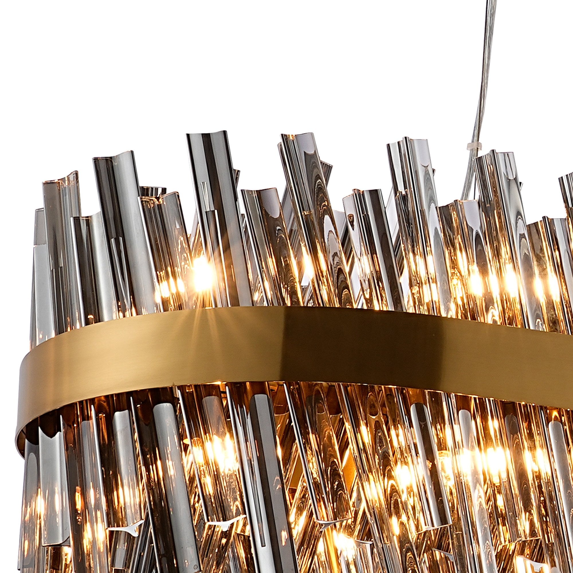 Fabula Farnley 36 Light Oblong Pendant - Brass & Smoked Glass