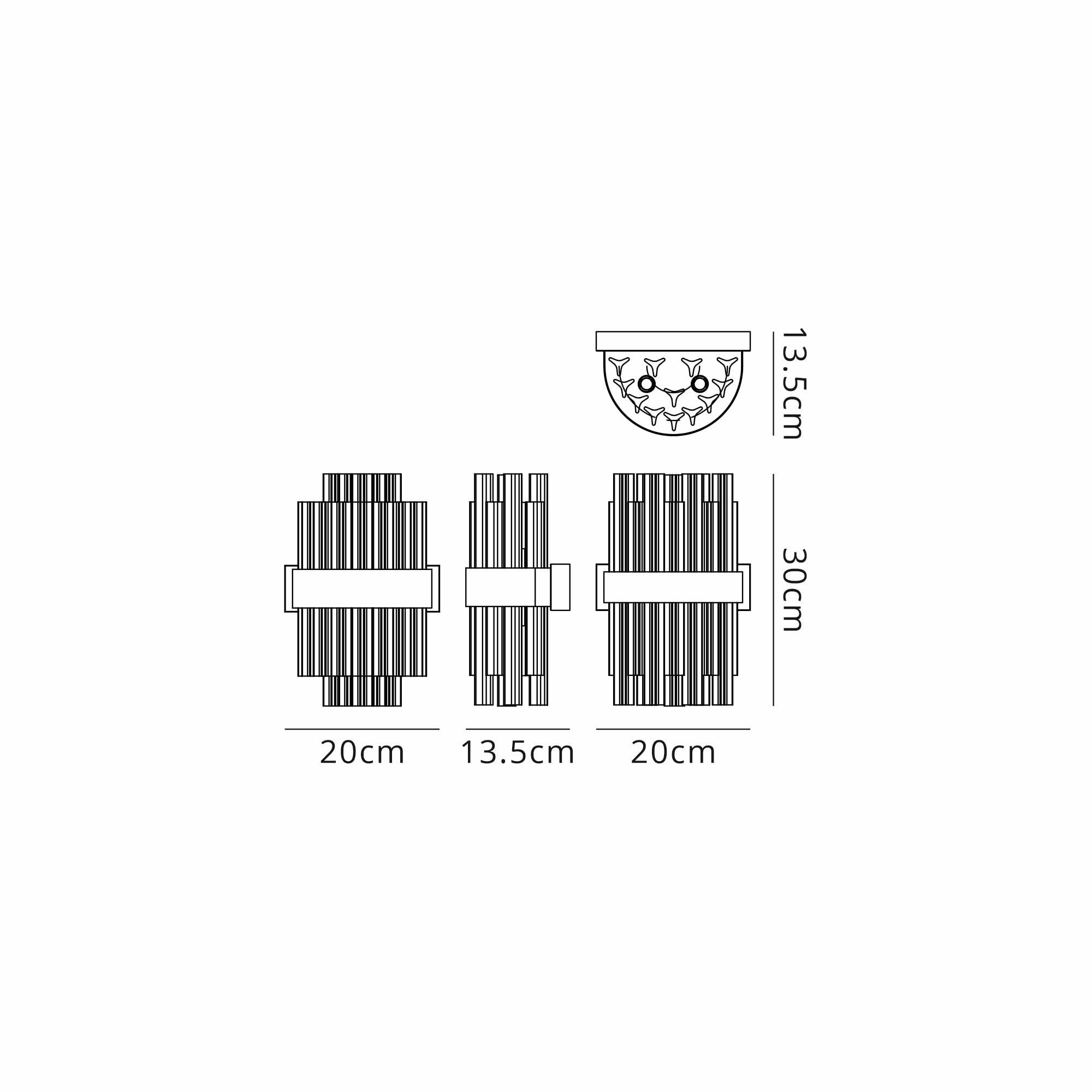 Fabula Farnley 4 Light Wall Light - Satin Black & Clear Glass