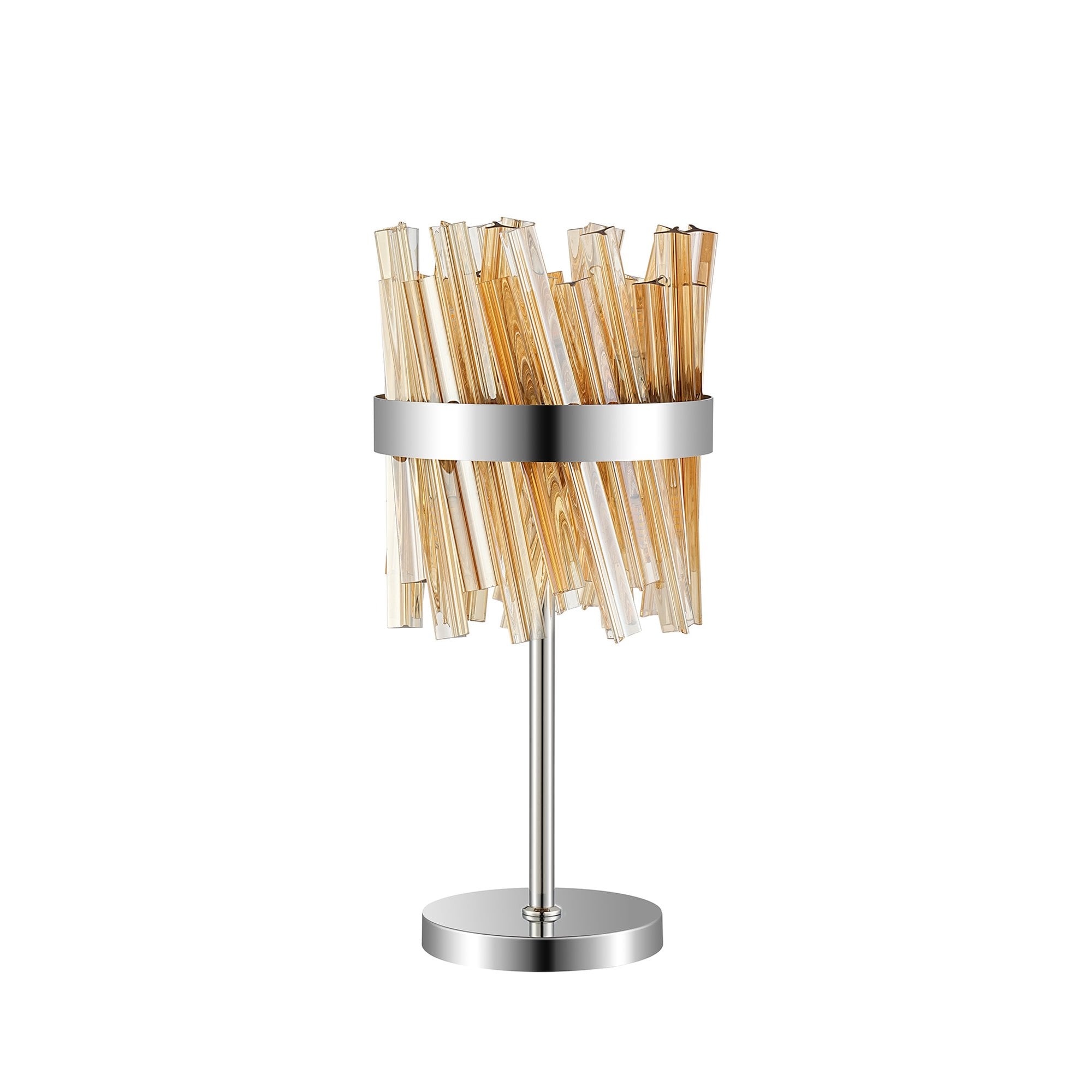 Fabula Farnley 6 Light Table Lamp - Polished Nickel & Amber Glass