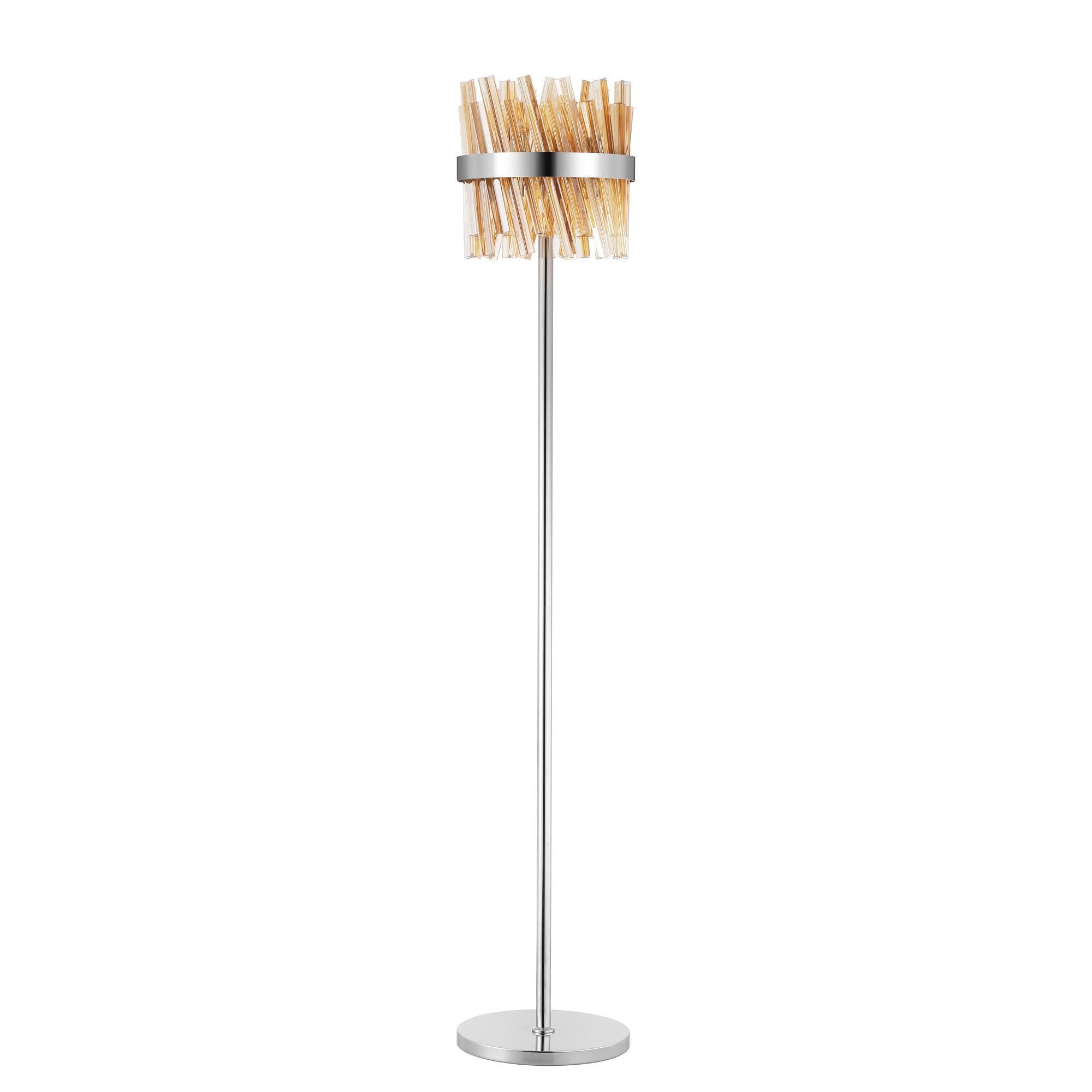 Fabula Farnley 8 Light Floor Lamp - Polished Nickel & Amber Glass