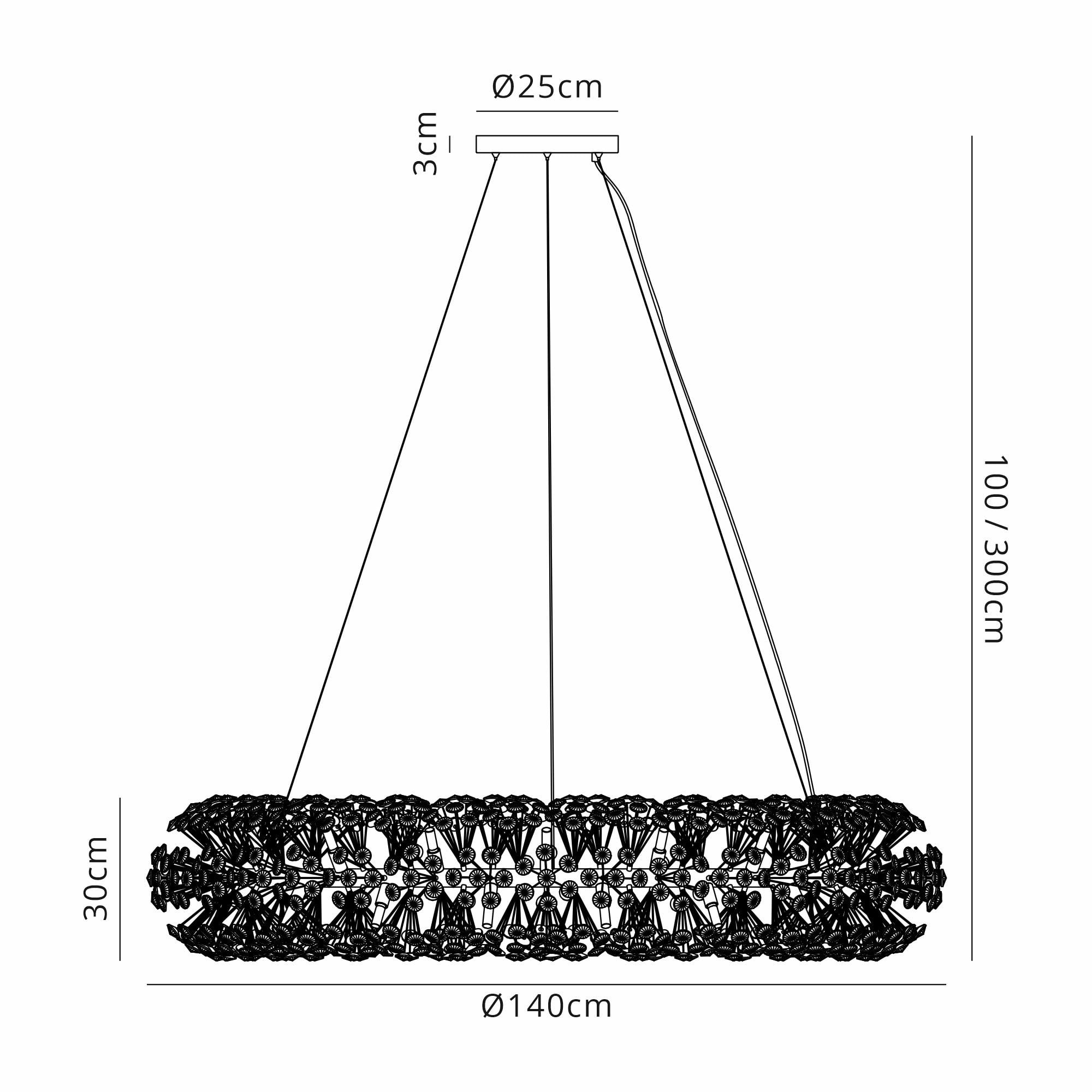 Fabula Grosvenor 36 Light Pendant - French Gold & Crystal