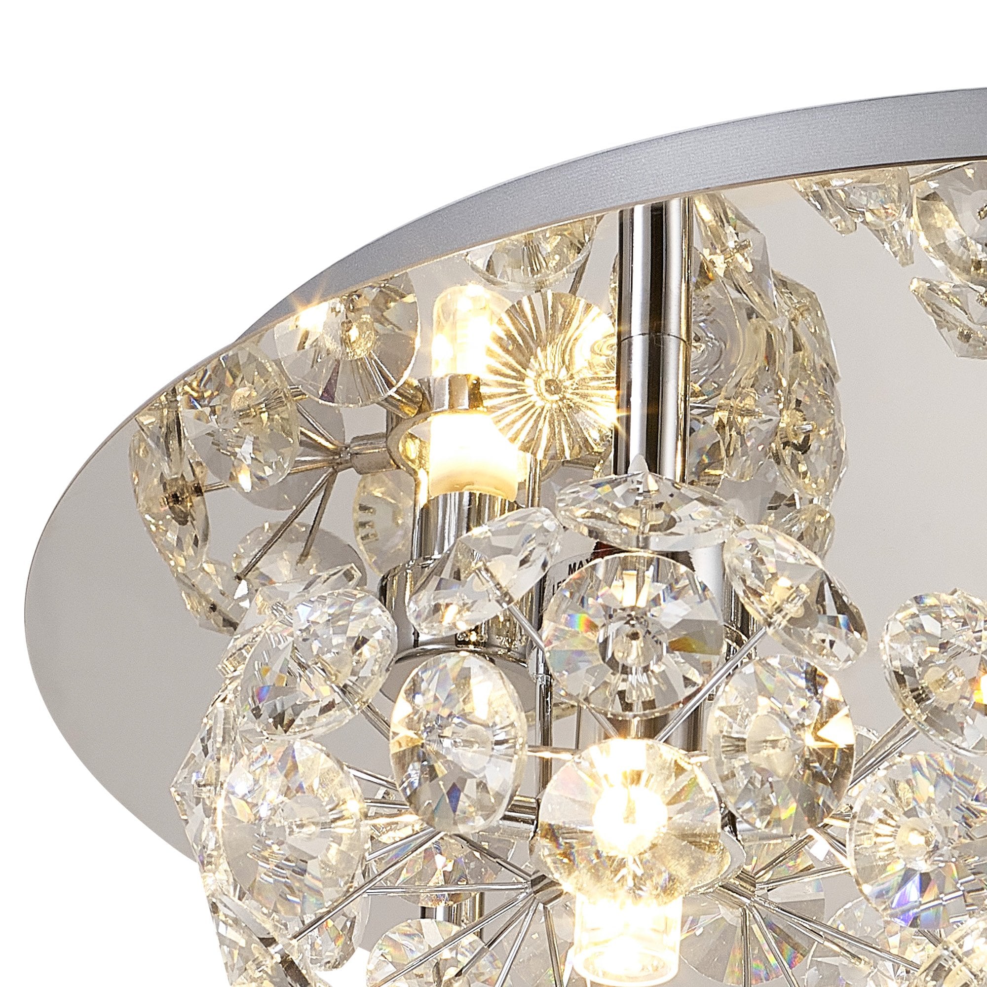 Fabula Grosvenor 5 Light Round Flush Light - Polished Chrome & Crystal Glass