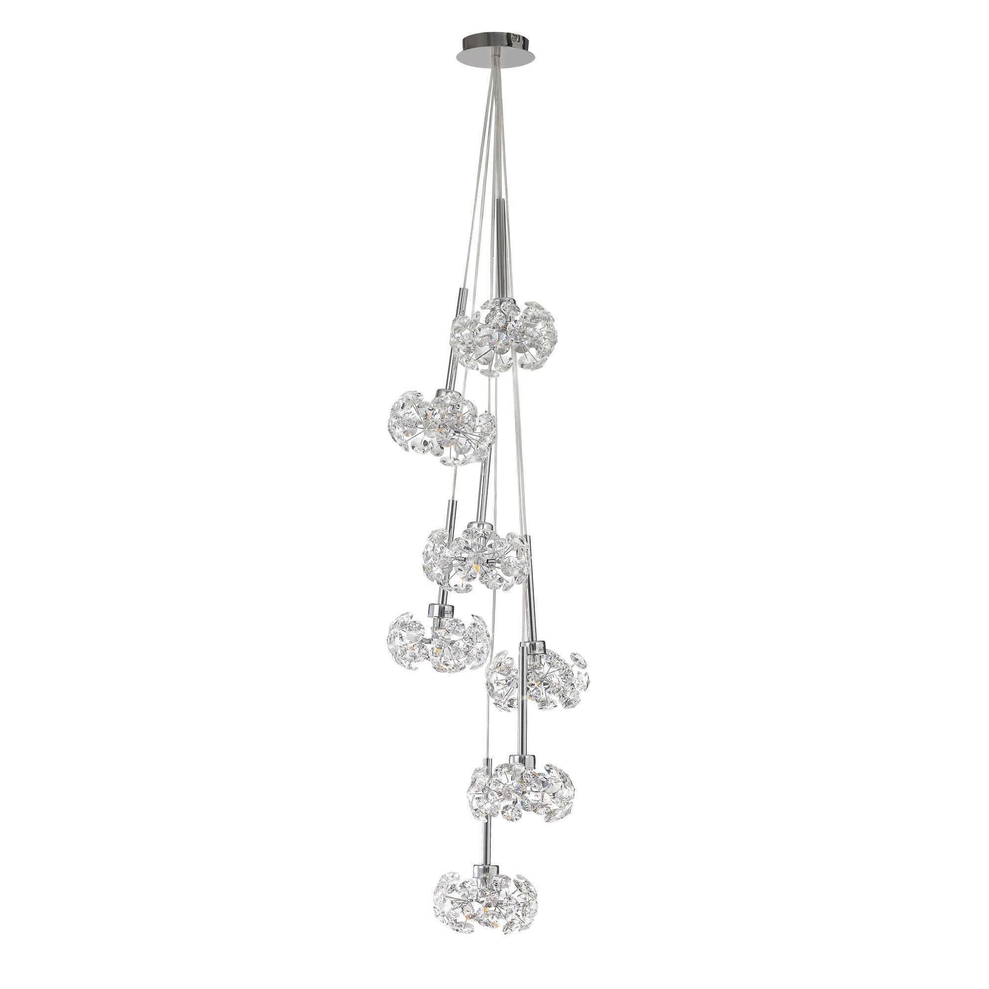 Fabula Grosvenor 7 Light Cluster Pendant - Polished Chrome & Crystal Glass