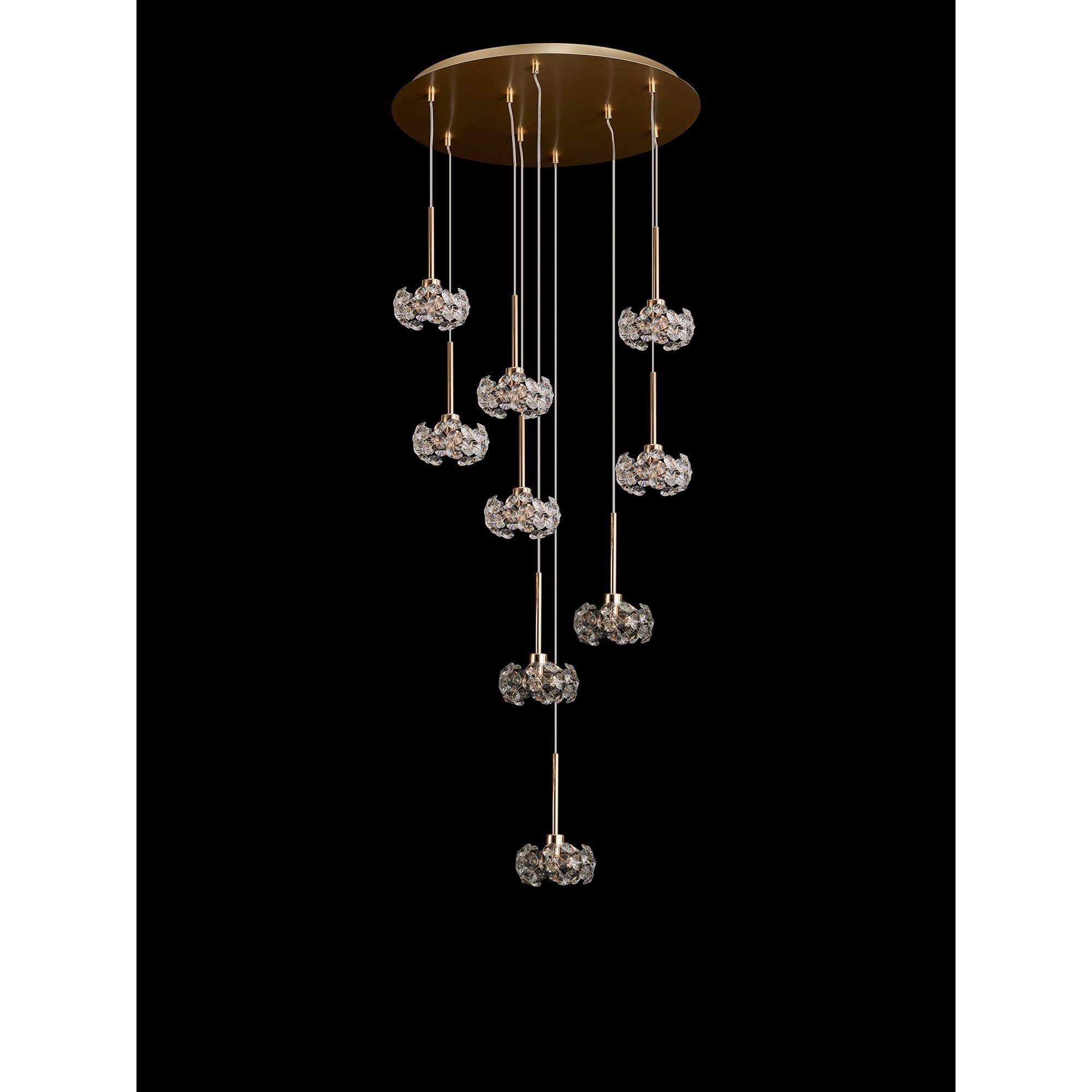 Fabula Grosvenor 9 Light Round Multi-Drop Pendant - French Gold