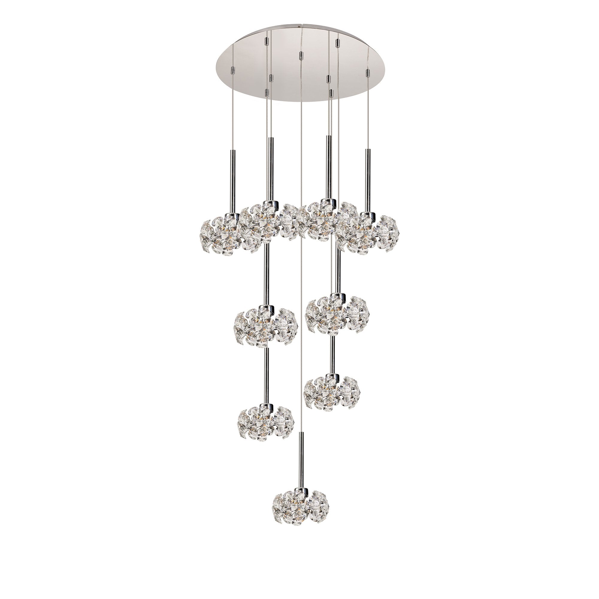 Fabula Grosvenor 9 Light Round Multi-Drop Pendant - Polished Chrome