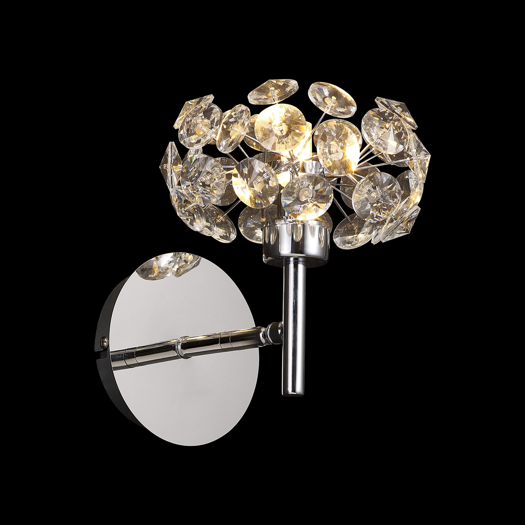Fabula Grosvenor Single Adjustable Wall Lamp - Polished Chrome & Crystal Glass