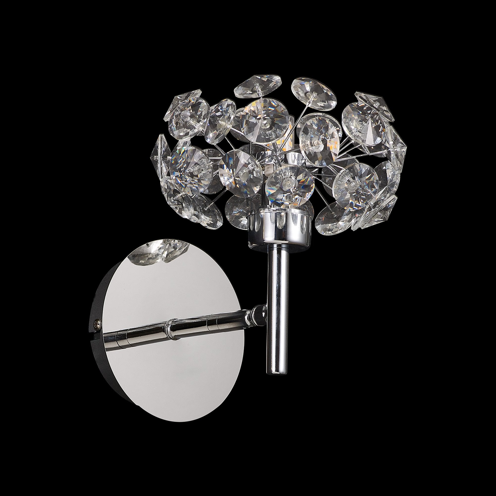 Fabula Grosvenor Single Adjustable Wall Lamp - Polished Chrome & Crystal Glass