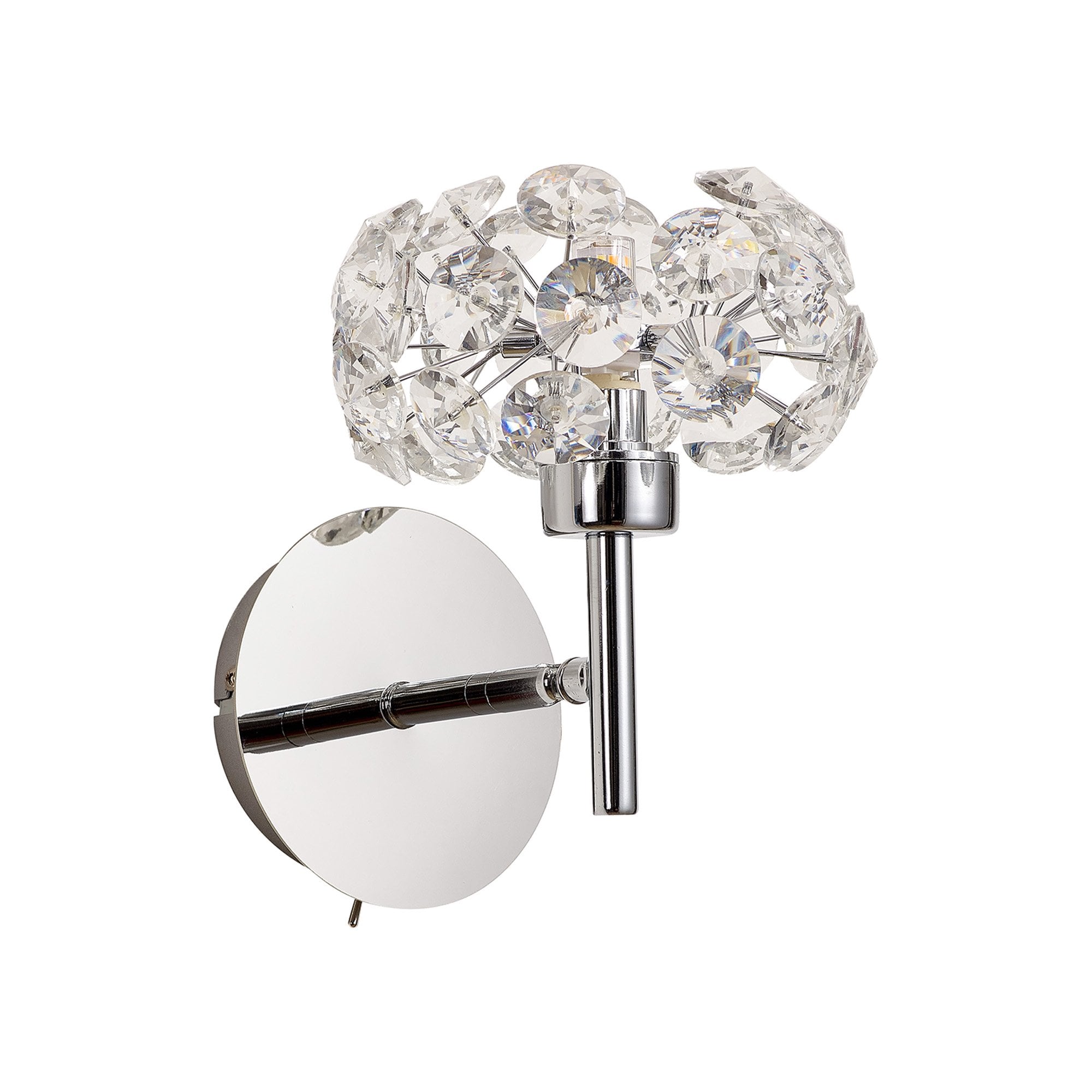 Fabula Grosvenor Single Adjustable Wall Lamp - Polished Chrome & Crystal Glass