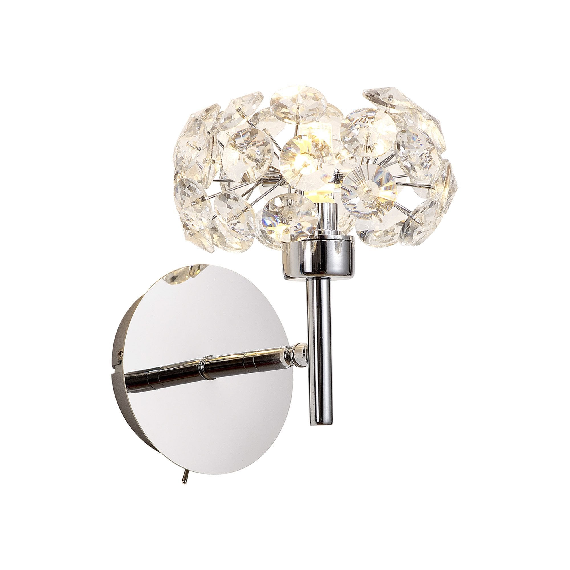 Fabula Grosvenor Single Adjustable Wall Lamp - Polished Chrome & Crystal Glass