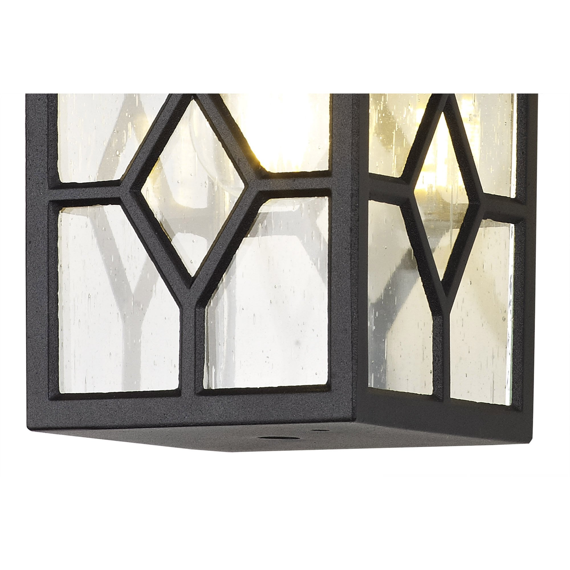 Fabula Haldan Single Square Down Criss Cross Wall Lamp - Sand Black & Clear Seeded Glass - IP44