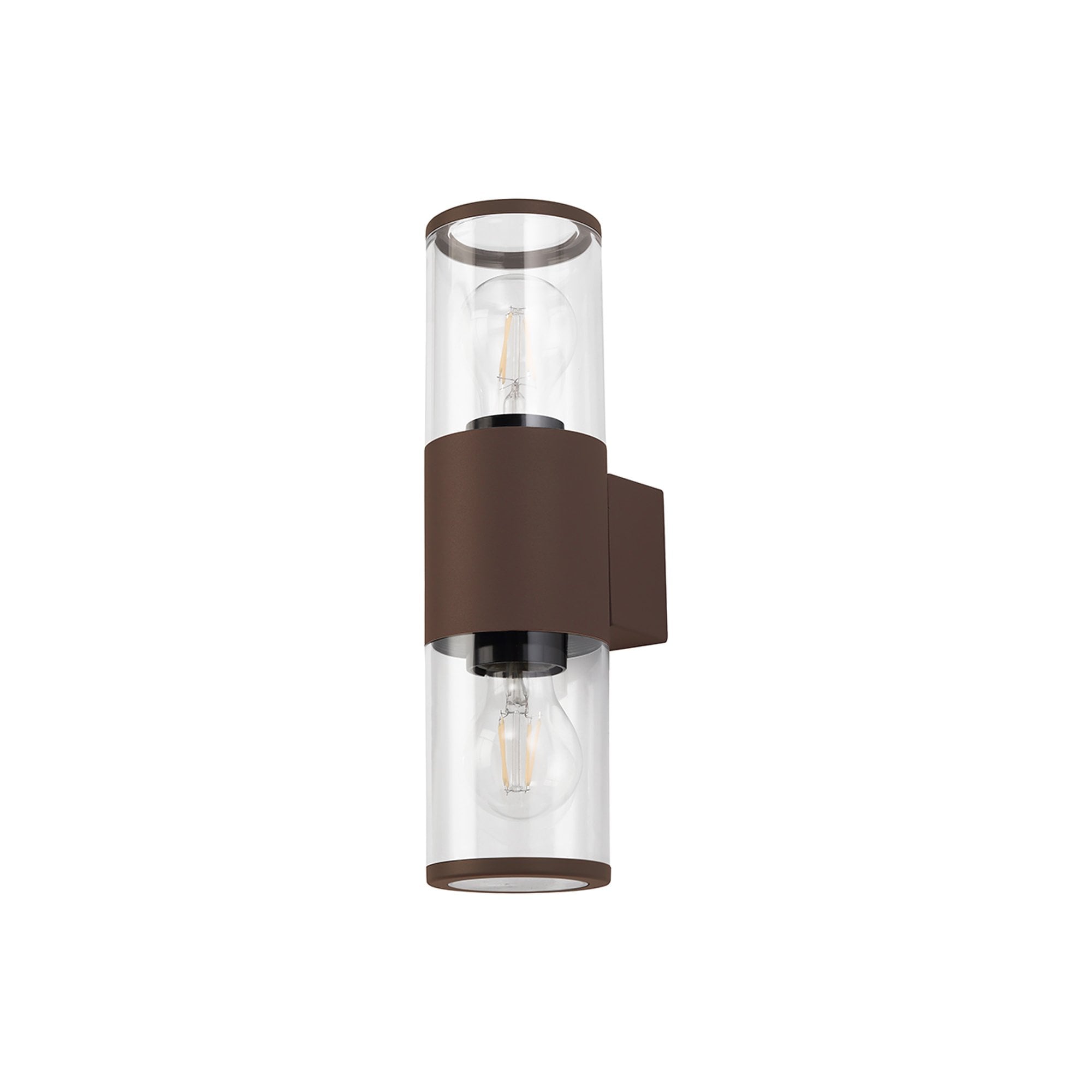 Fabula Harwater 2 Light Wall Lamp - Matt Brown & Clear PC - IP54