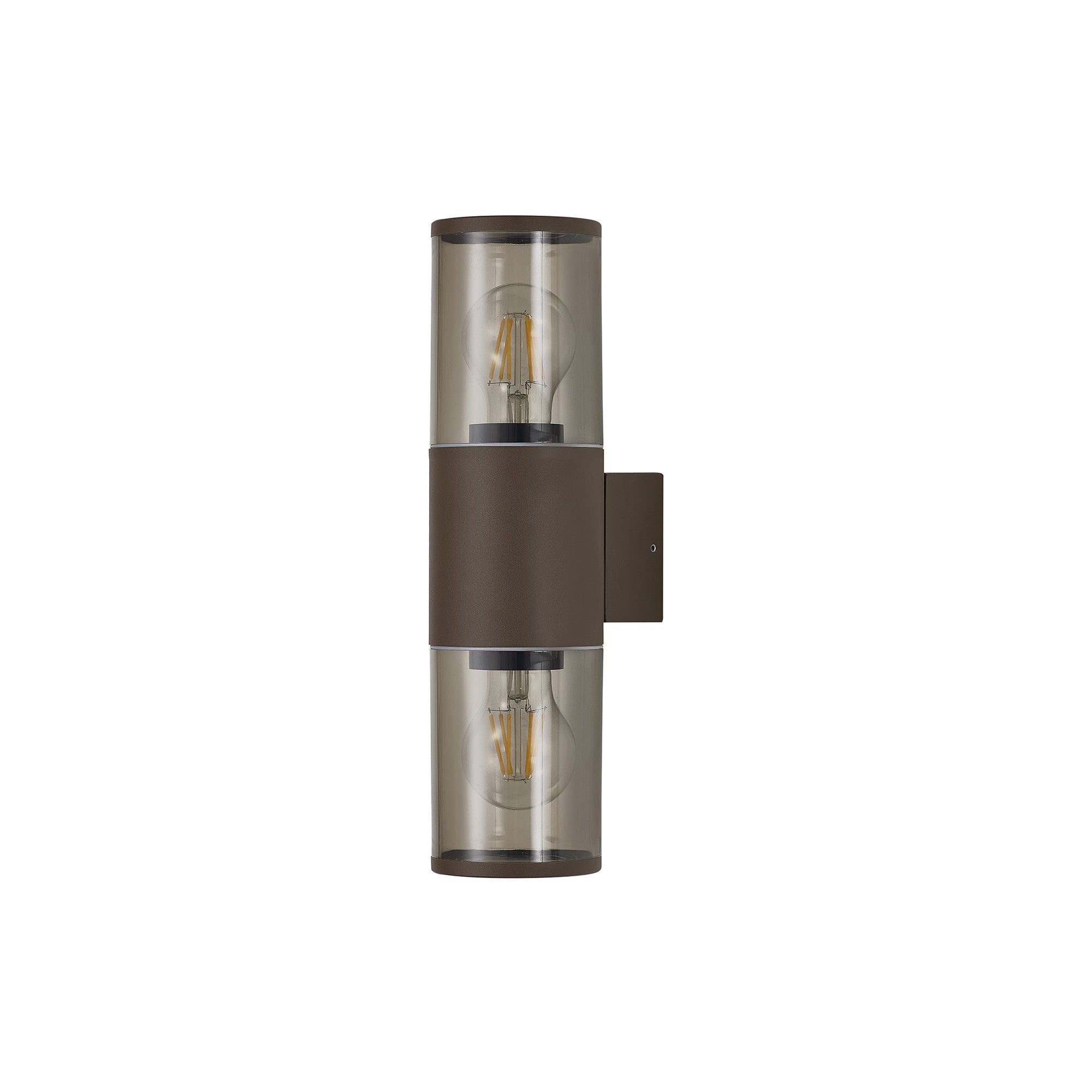 Fabula Harwater 2 Light Wall Lamp - Matt Brown & Smoked PC - IP54