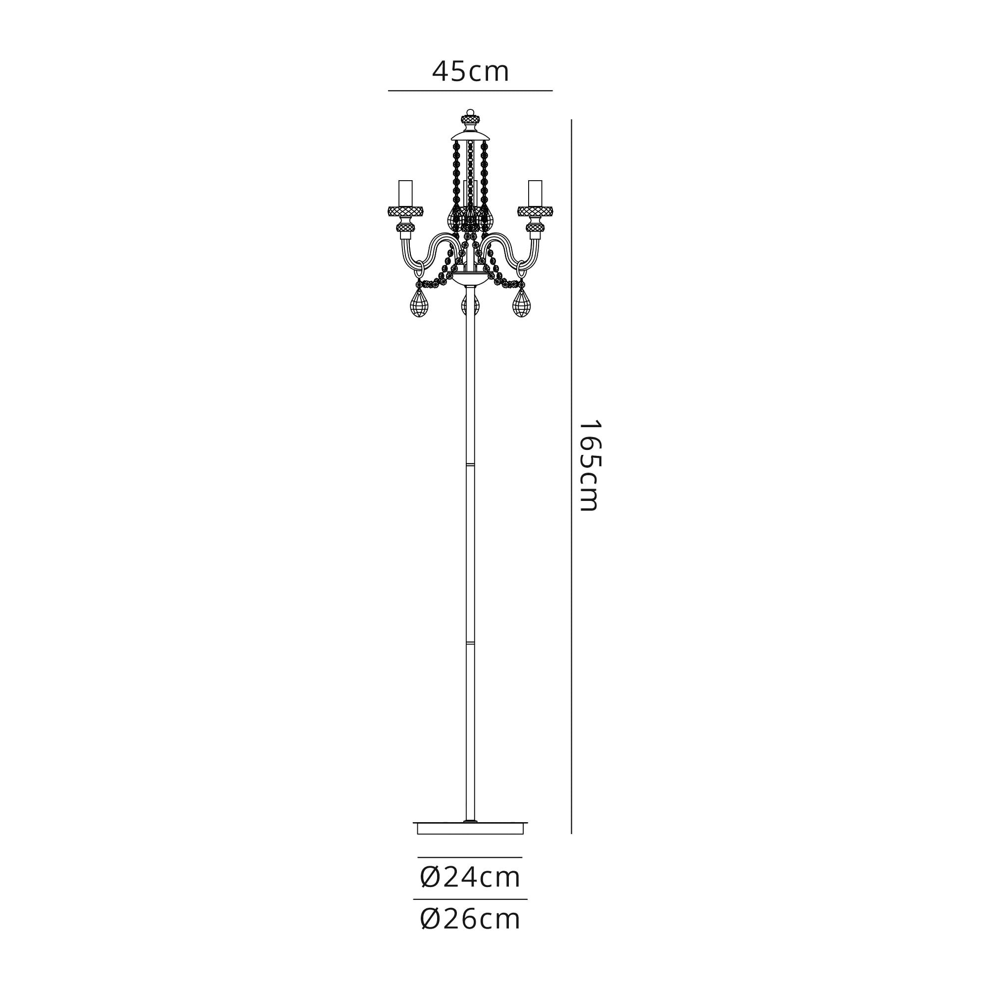 Fabula Hickman 3 Light Floor Lamp - Polished Chrome, Clear Glass & Crystal