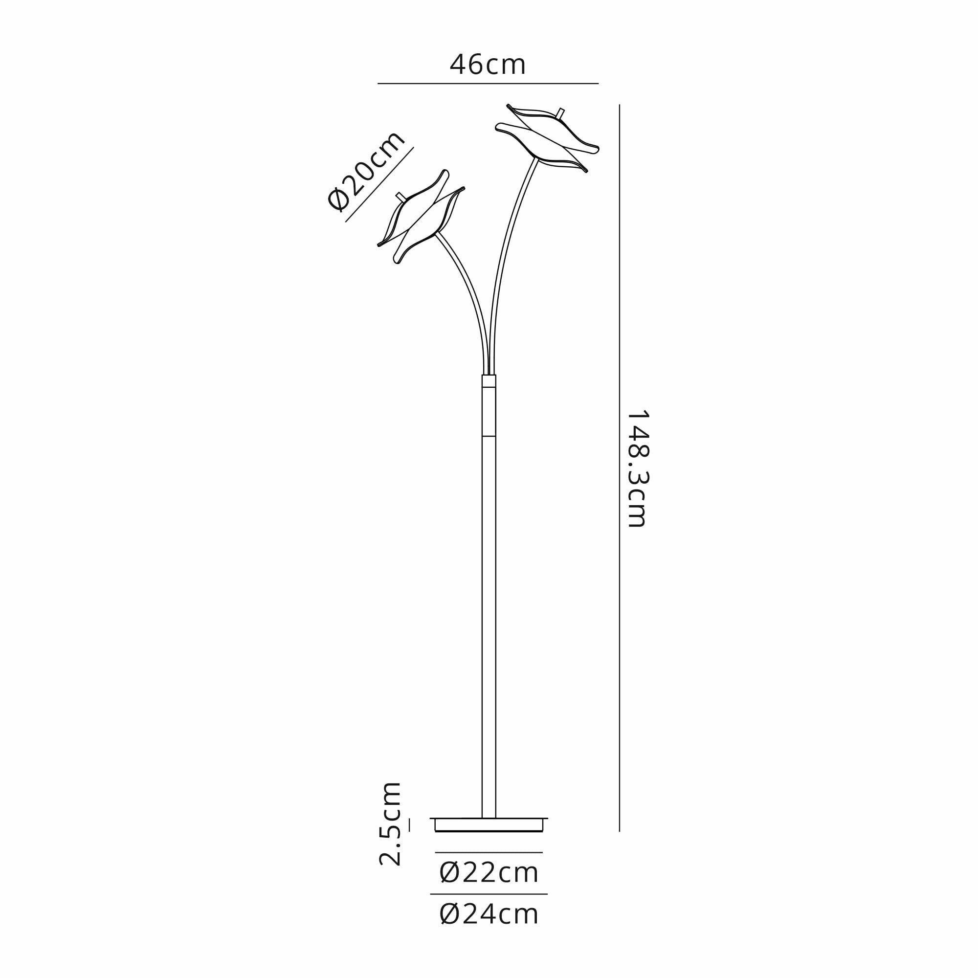 Fabula Holly 2 Light LED Floor Lamp - Polished Chrome