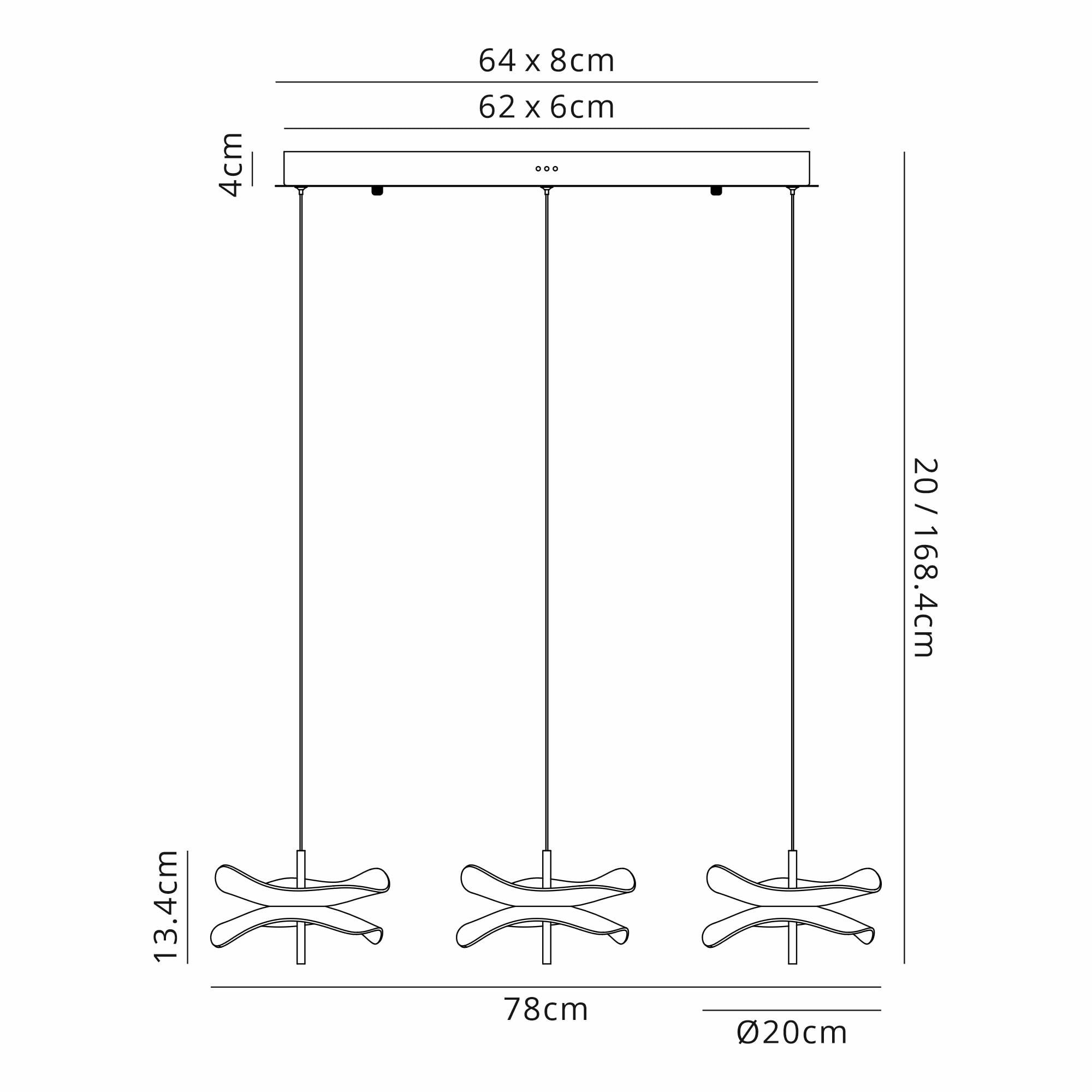Fabula Holly 3 Light LED Linear Pendant - Polished Chrome