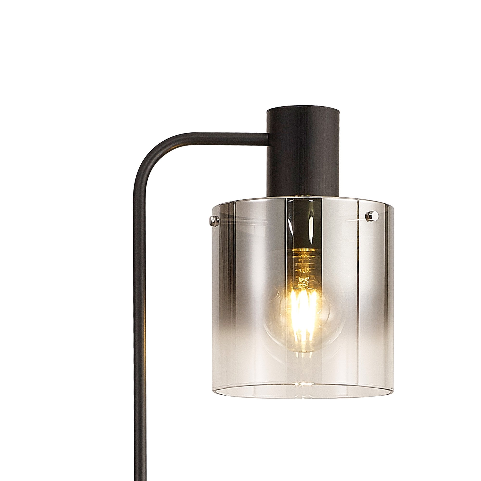 Fabula Kendon Large Single Floor Lamp - Black & Smoke Fade Glass