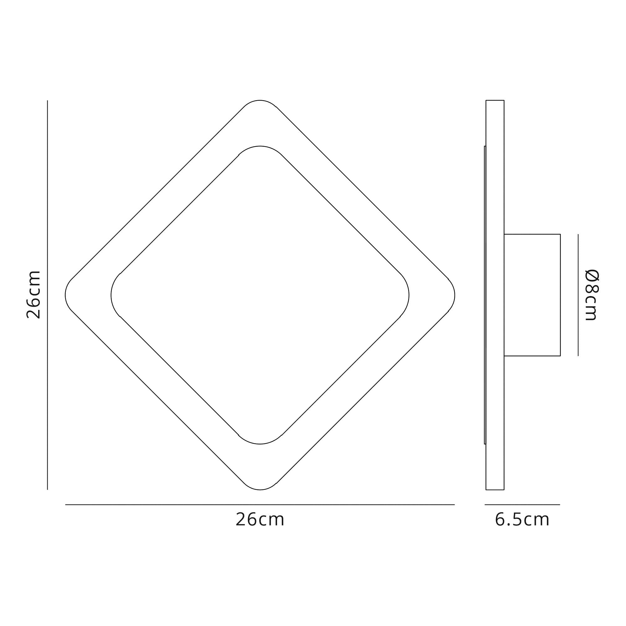 Fabula Kingsley Magnetic Base LED Wall Lamp - 15/19cm Diamond - Central - Coffee & Acrylic Frosted Diffuser