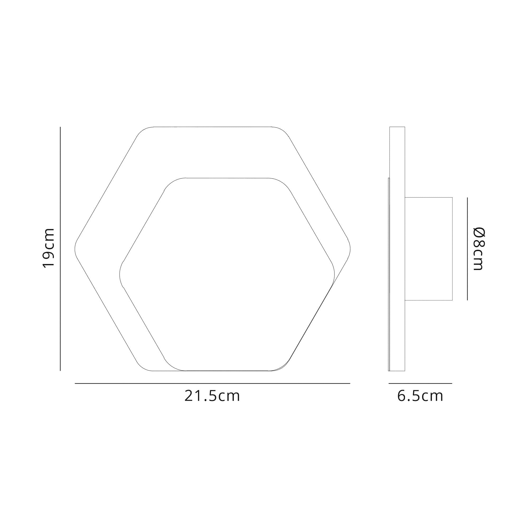 Fabula Kingsley Magnetic Base LED Wall Lamp - 15/19cm Horizontal Hexagonal - Right Offset - Sand White & Acrylic Frosted Diffuser