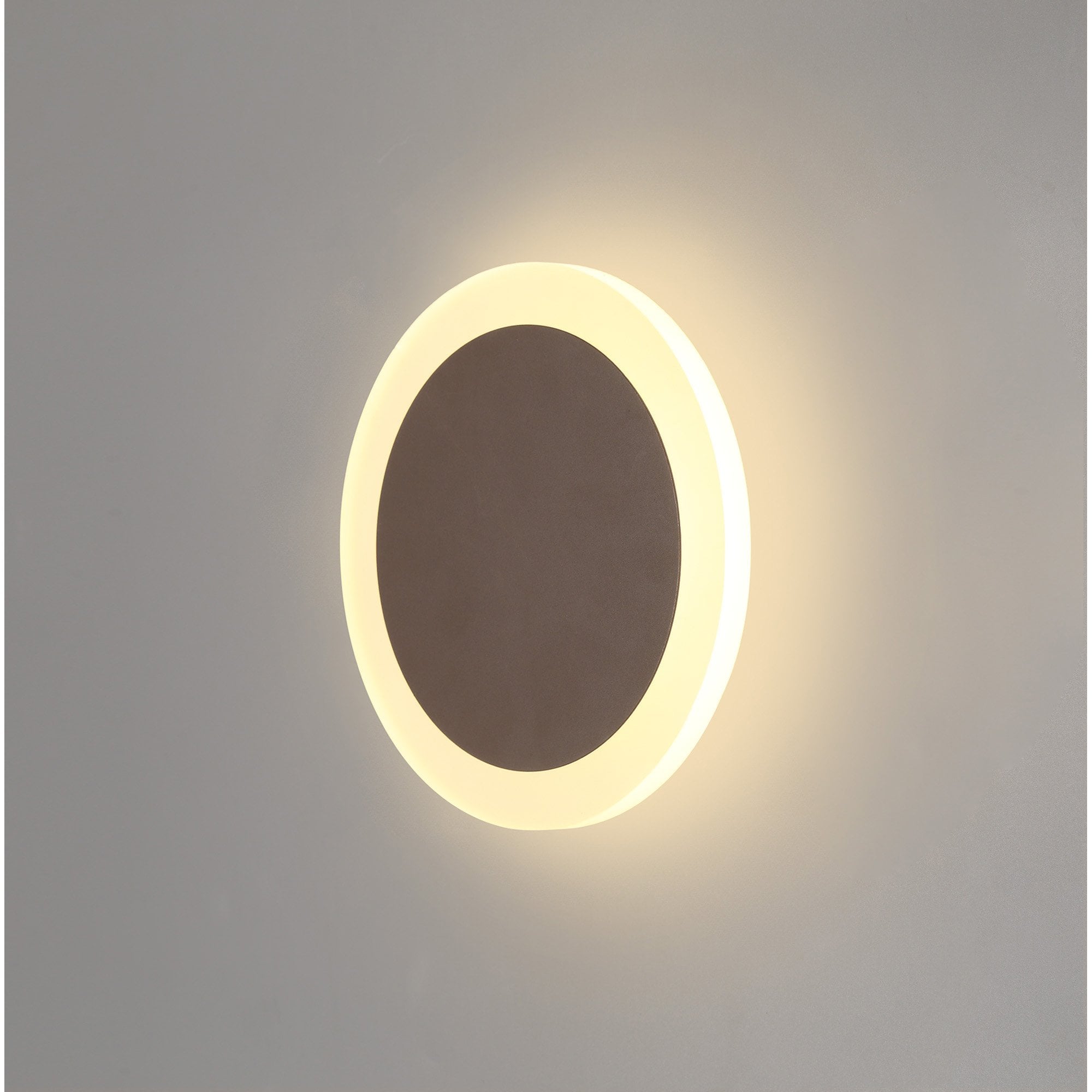Fabula Kingsley Magnetic Base LED Wall Lamp - 15/19cm Round - Central - Coffee & Acrylic Frosted Diffuser