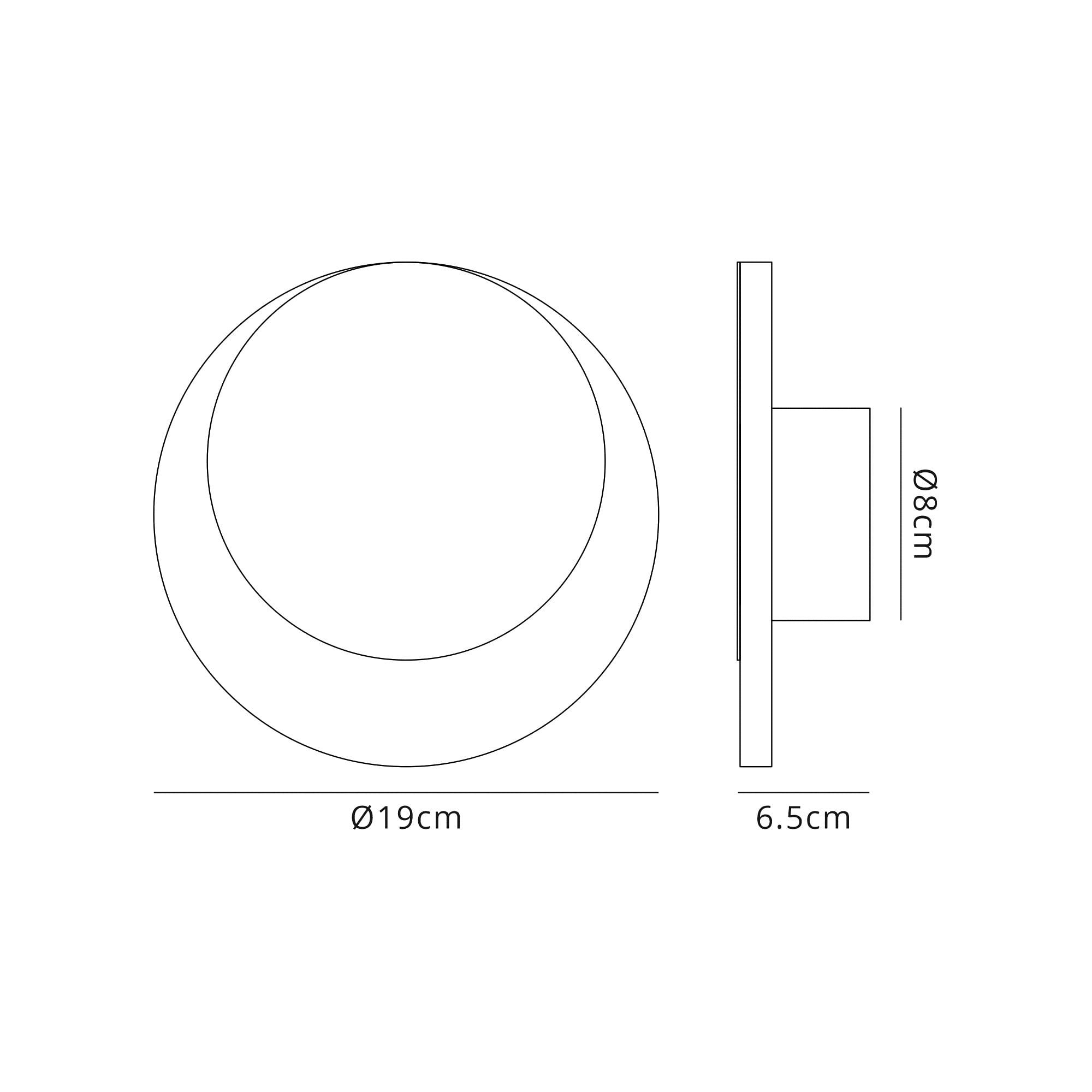 Fabula Kingsley Magnetic Base LED Wall Lamp - 15/19cm Round - Top Offset - Sand White & Acrylic Frosted Diffuser