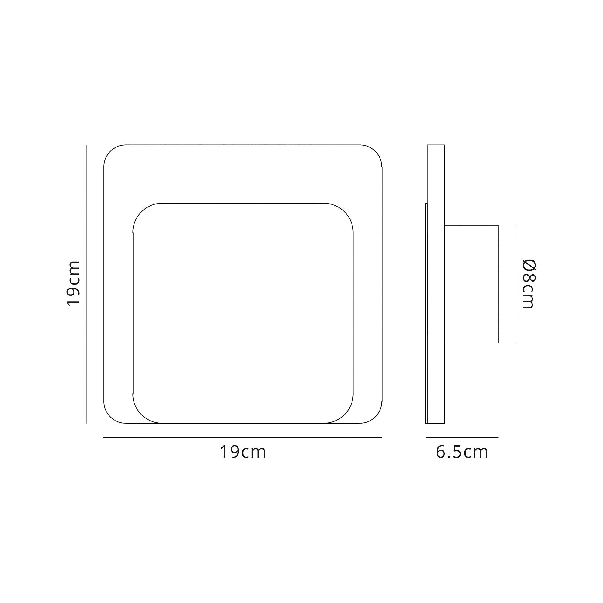 Fabula Kingsley Magnetic Base LED Wall Lamp - 15/19cm Square - Bottom Offset - Coffee & Acrylic Frosted Diffuser