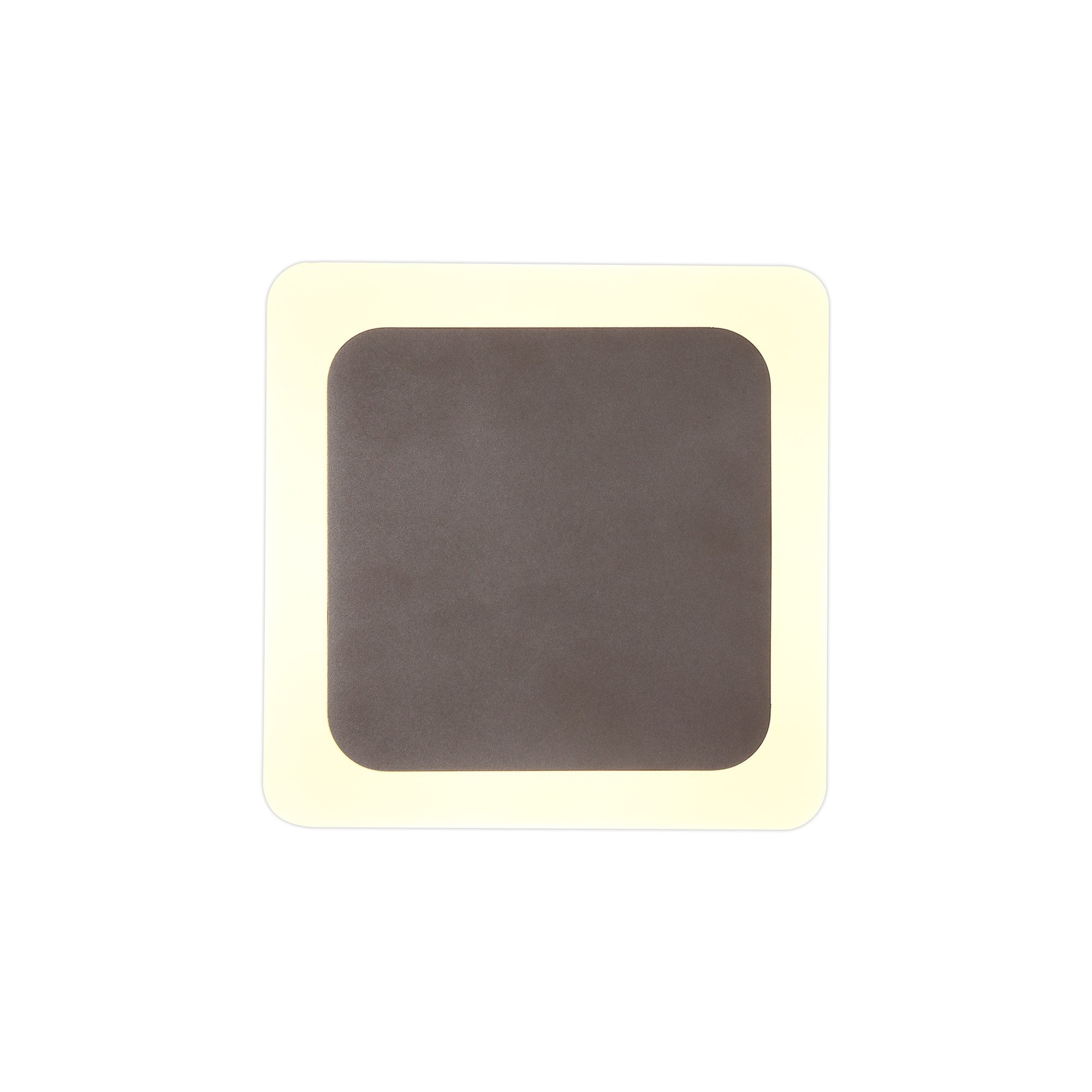 Fabula Kingsley Magnetic Base LED Wall Lamp - 15/19cm Square - Central - Coffee & Acrylic Frosted Diffuser