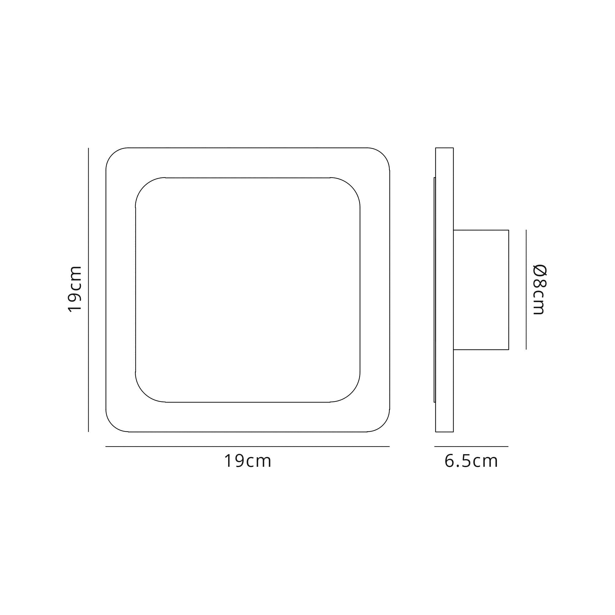 Fabula Kingsley Magnetic Base LED Wall Lamp - 15/19cm Square - Central - Coffee & Acrylic Frosted Diffuser