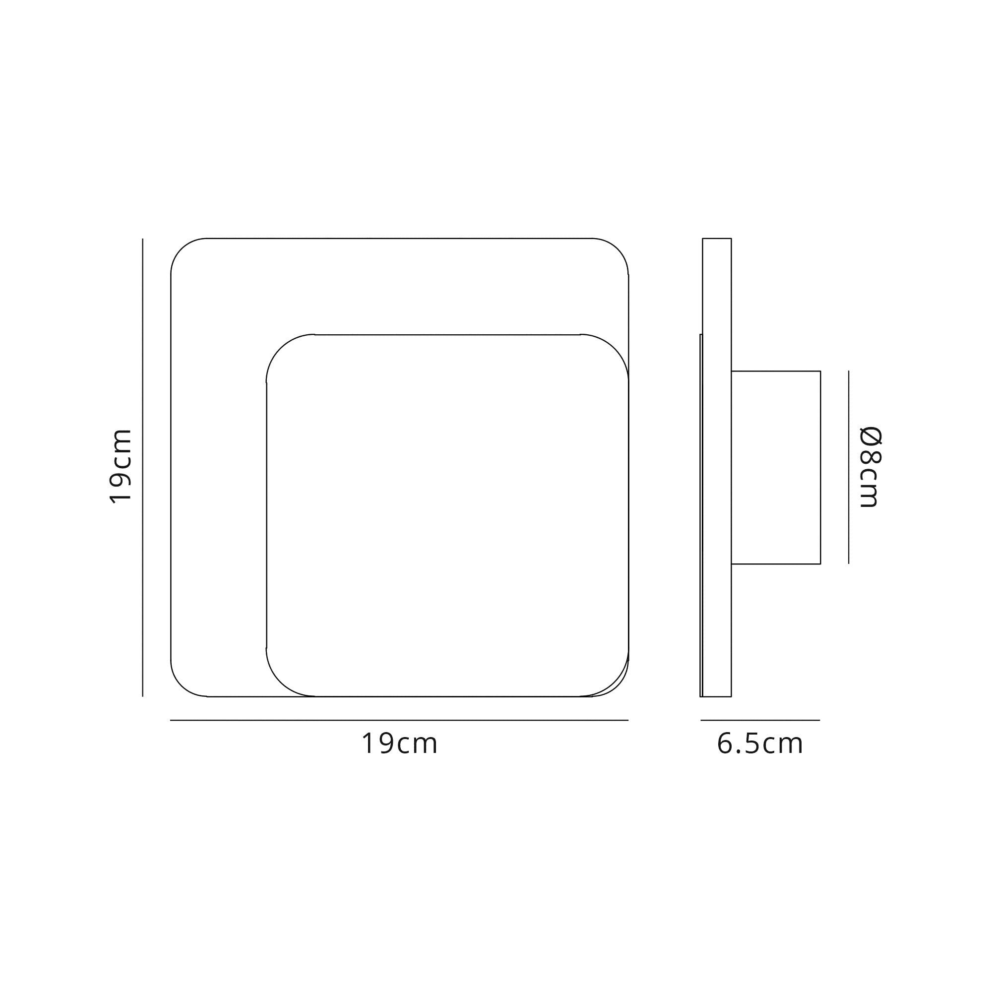 Fabula Kingsley Magnetic Base LED Wall Lamp - 15/19cm Square - Right Offset - Coffee & Acrylic Frosted Diffuser