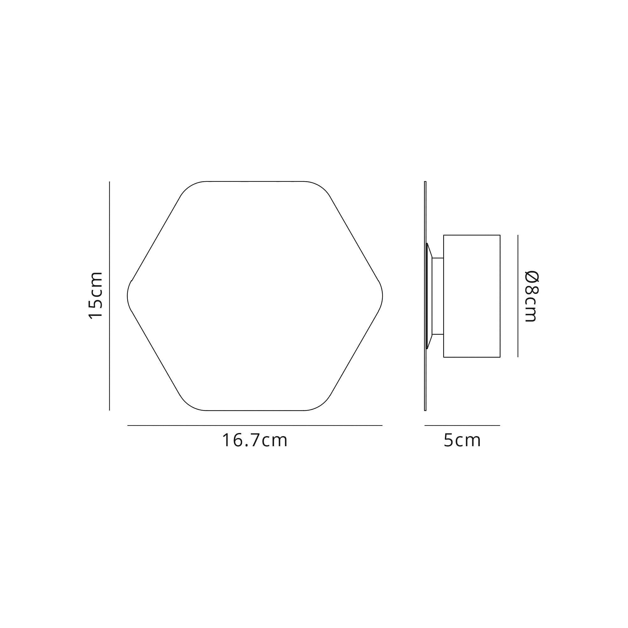 Fabula Kingsley Magnetic Base LED Wall Lamp - 15cm Horizontal Hexagonal - Sand White
