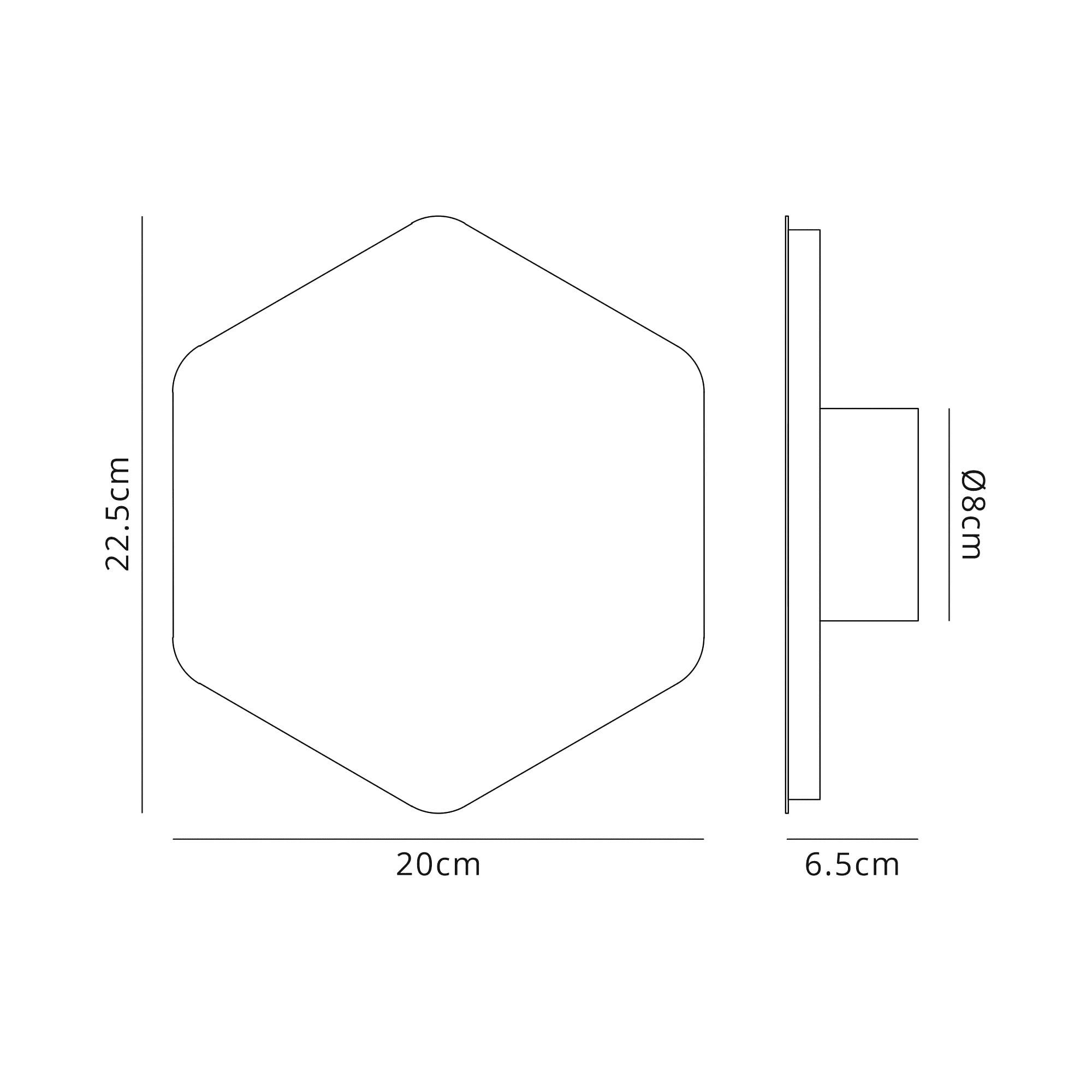 Fabula Kingsley Magnetic Base LED Wall Lamp - 20/19cm Vertical Hexagonal - Central - Coffee & Acrylic Frosted Diffuser