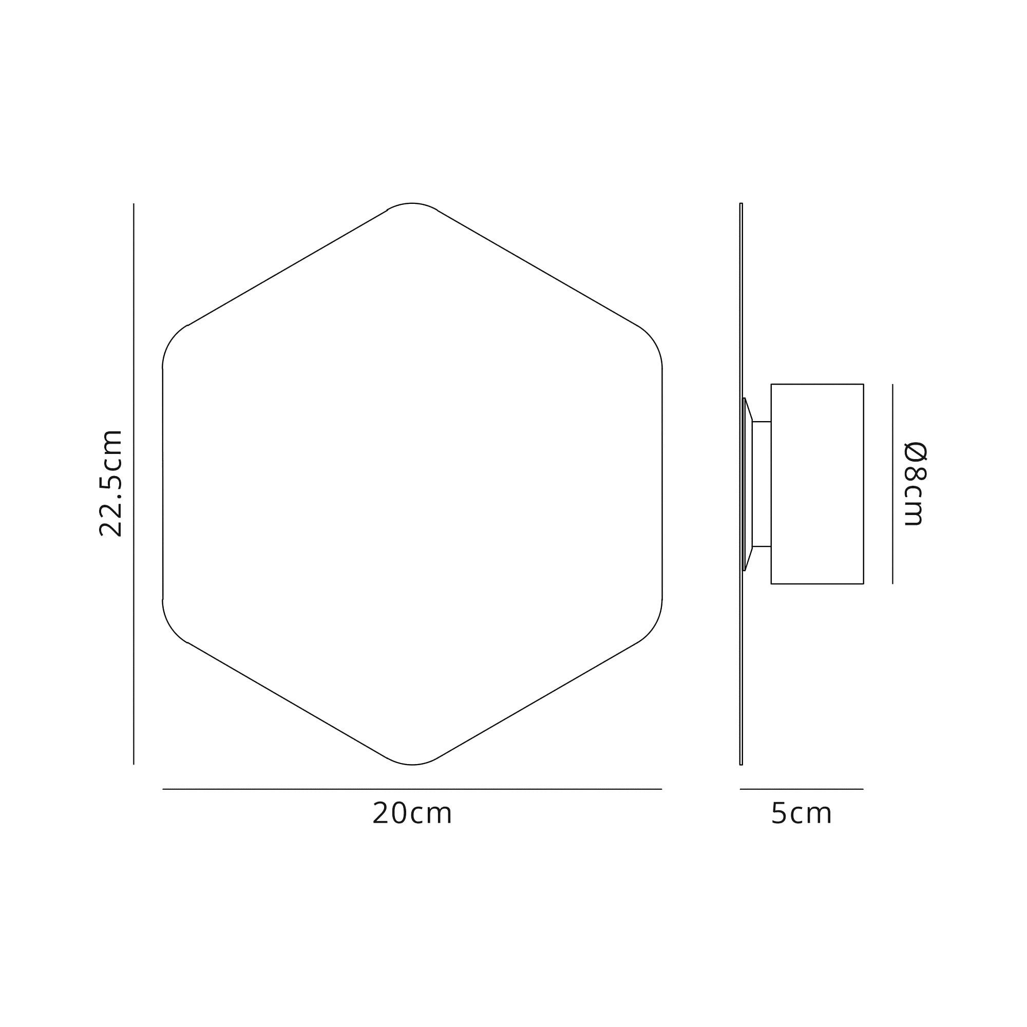 Fabula Kingsley Magnetic Base LED Wall Lamp - 20cm Vertical Hexagonal - Sand White
