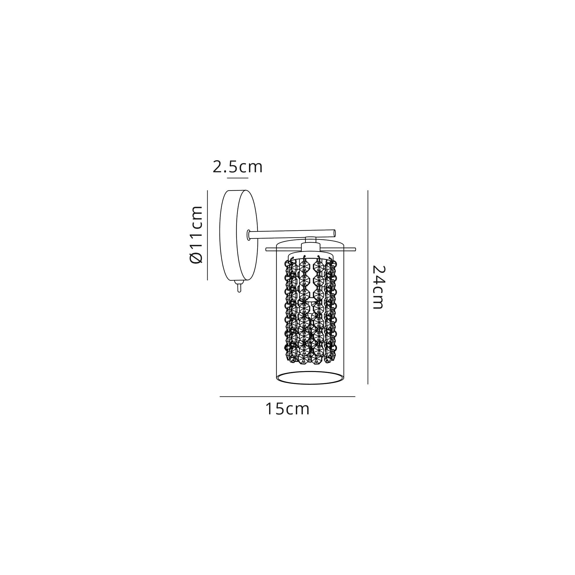 Fabula Langley Single Wall Lamp - Polished Chrome, Crystal & Glass