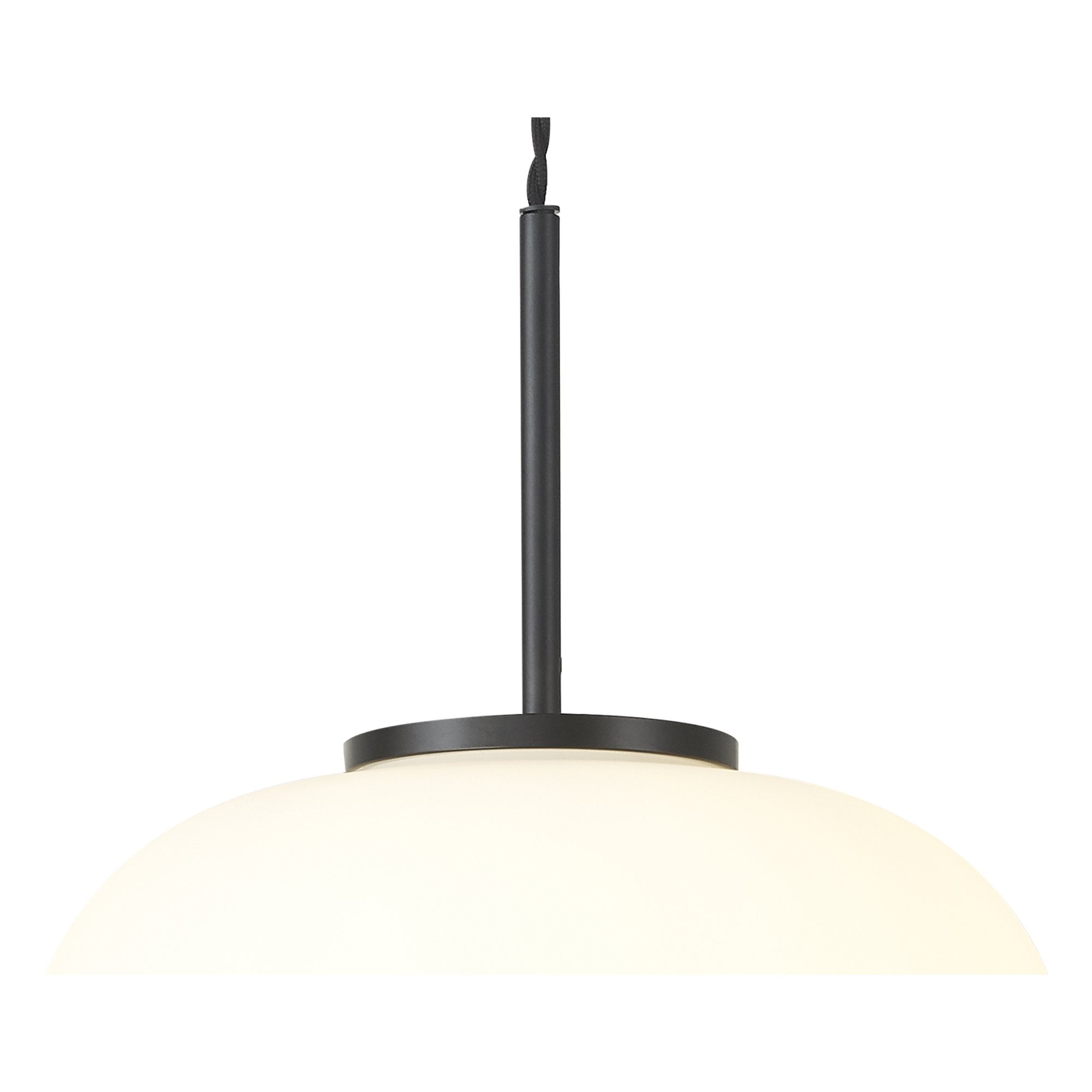Fabula Littleton Medium Single Oval Ball Pendant - Matt Black & Frosted White Glass