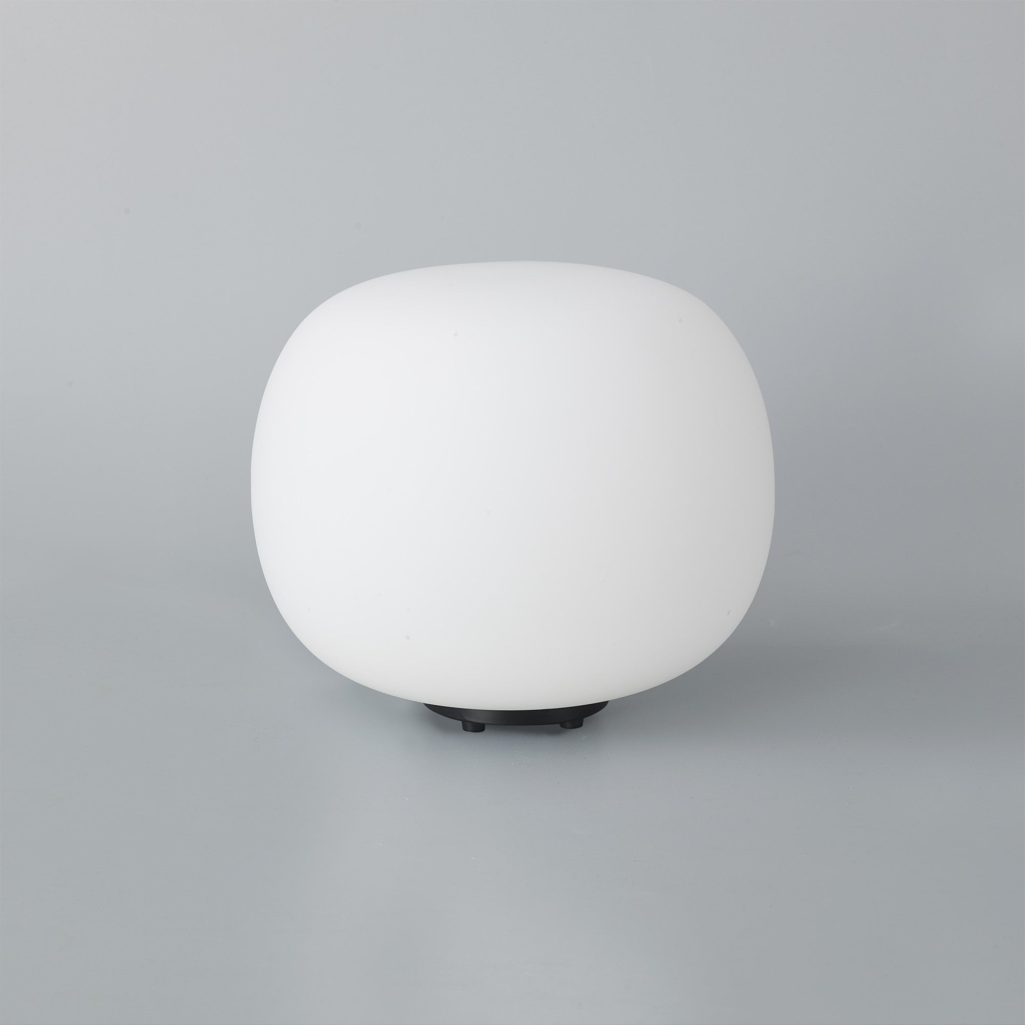 Fabula Littleton Medium Single Oval Ball Table Lamp - Matt Black & Frosted White Glass
