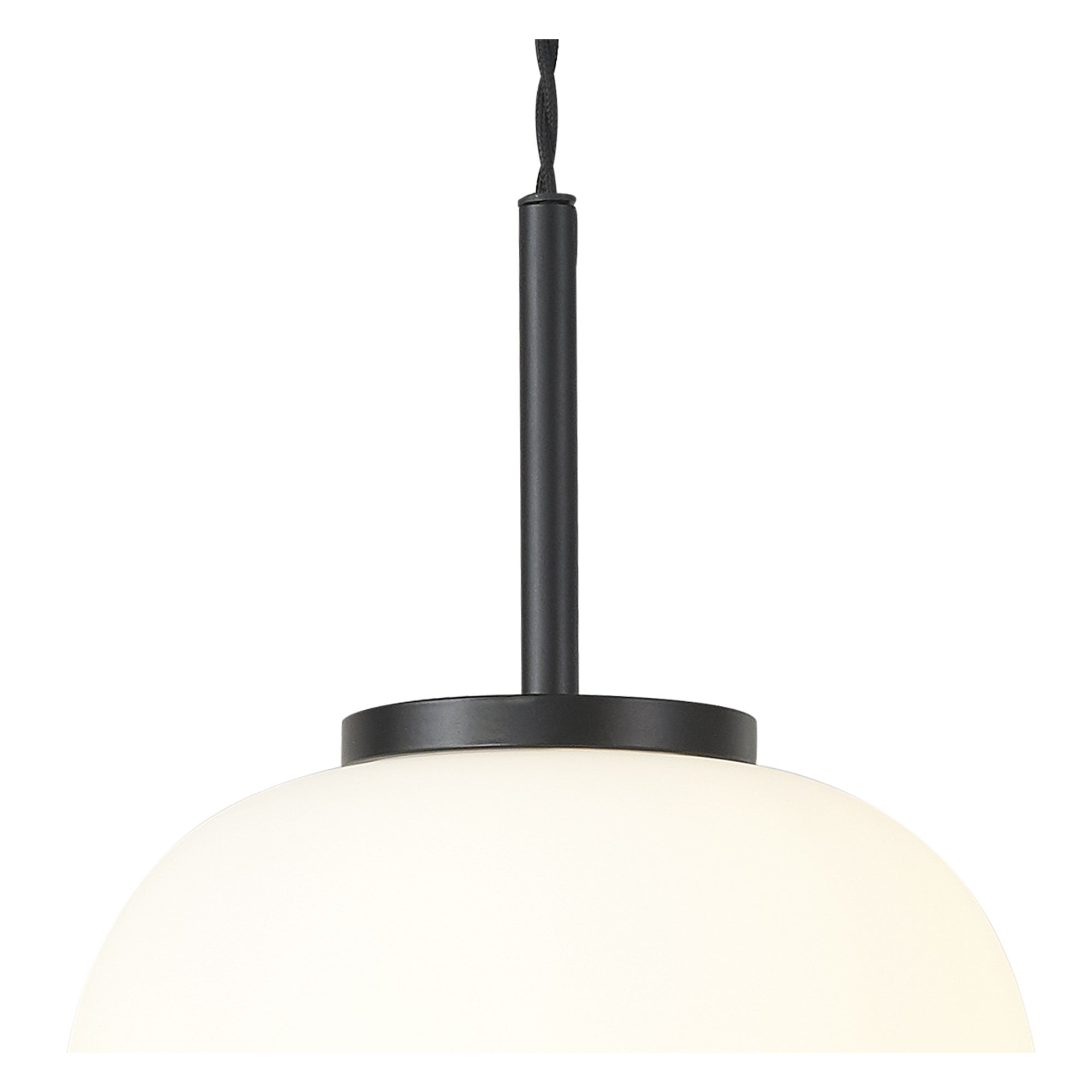 Fabula Littleton Small Single Oval Ball Pendant - Matt Black & Frosted White Glass