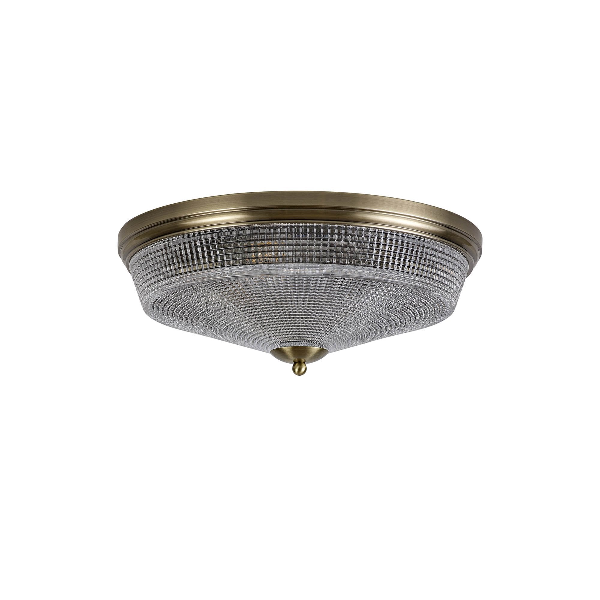 Fabula Maida 3 Light Flush Light - Antique Brass & Prismatic Glass