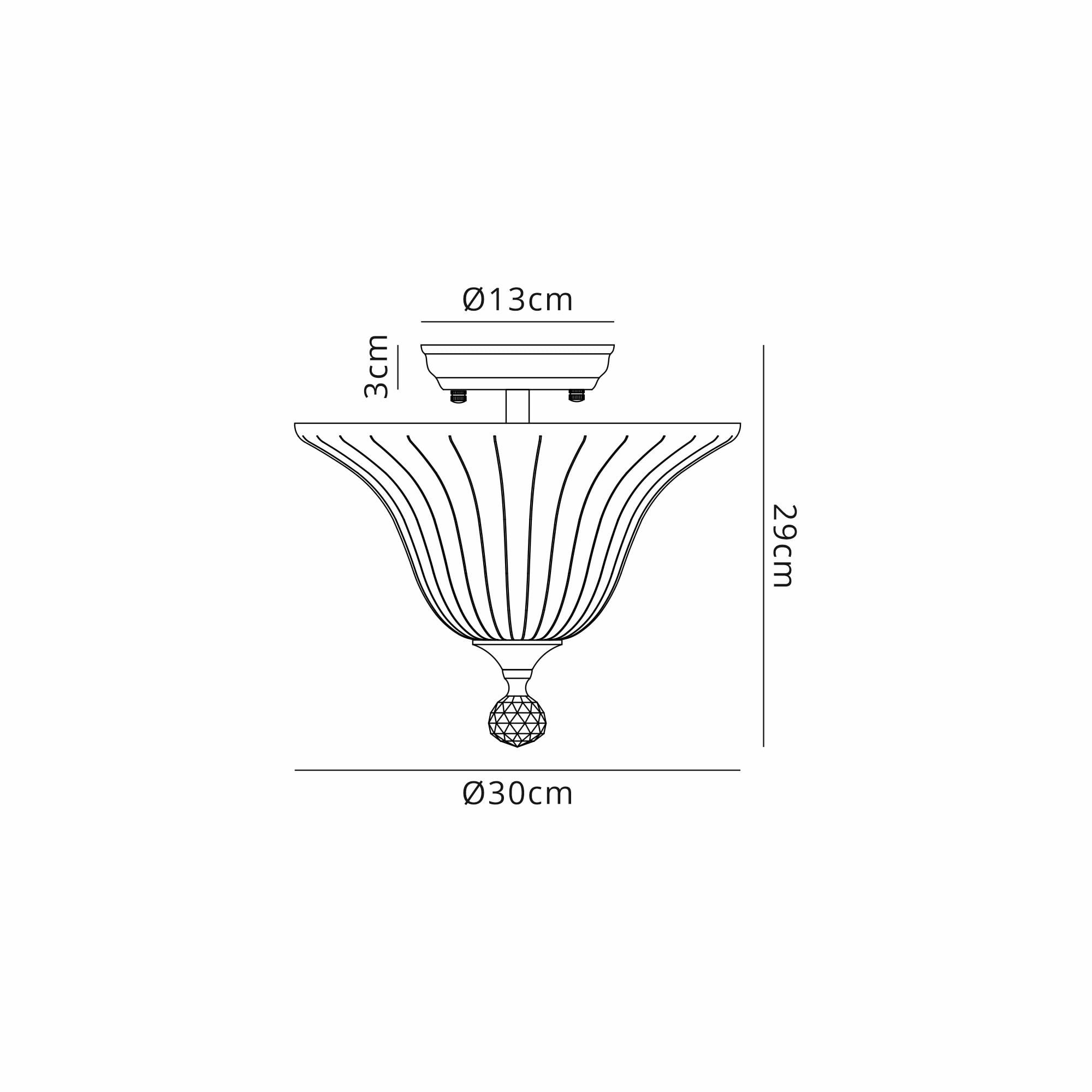 Fabula Mansfield 2 Light Semi-Flush Light - 30cm Bell Glass Shade - Satin Nickel & Clear Glass