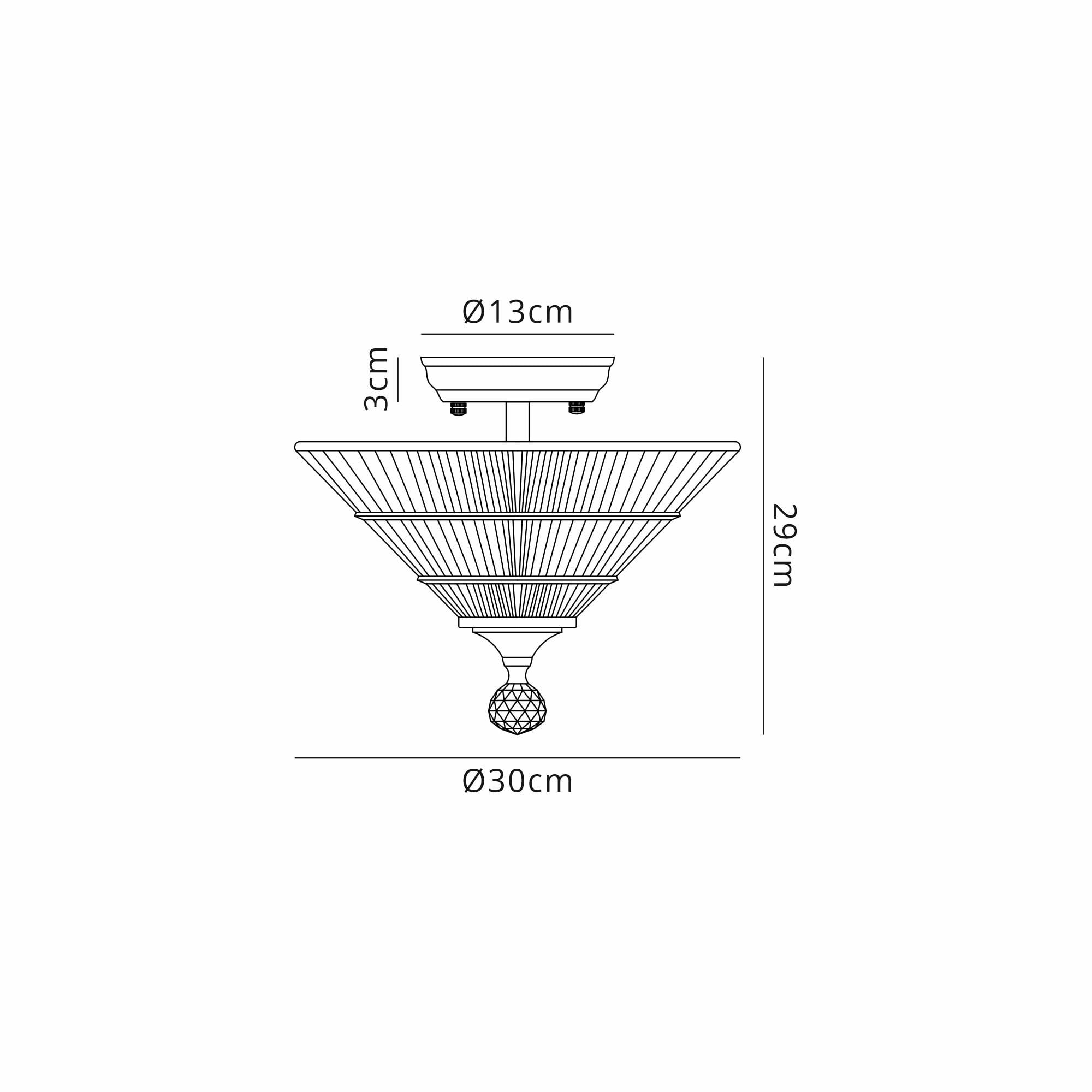 Fabula Mansfield 2 Light Semi-Flush Light - 30cm Cone Glass Shade - Satin Nickel & Clear Glass