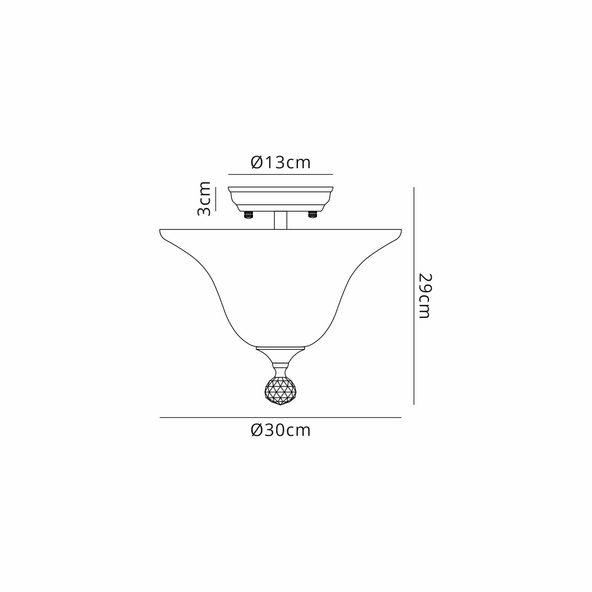 Fabula Mansfield 2 Light Semi-Flush Light - 30cm Smooth Bell Glass Shade - Satin Nickel & Clear Glass