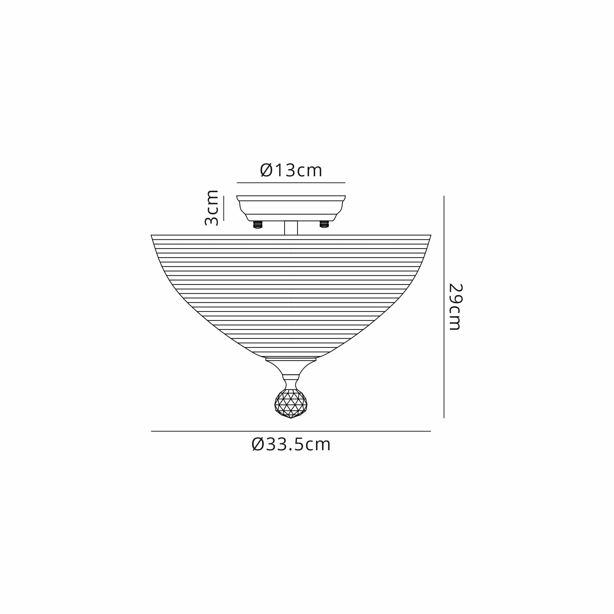 Fabula Mansfield 2 Light Semi-Flush Light - 33.5cm Round Prismatic Effect Glass Shade - Graphite & Clear Glass