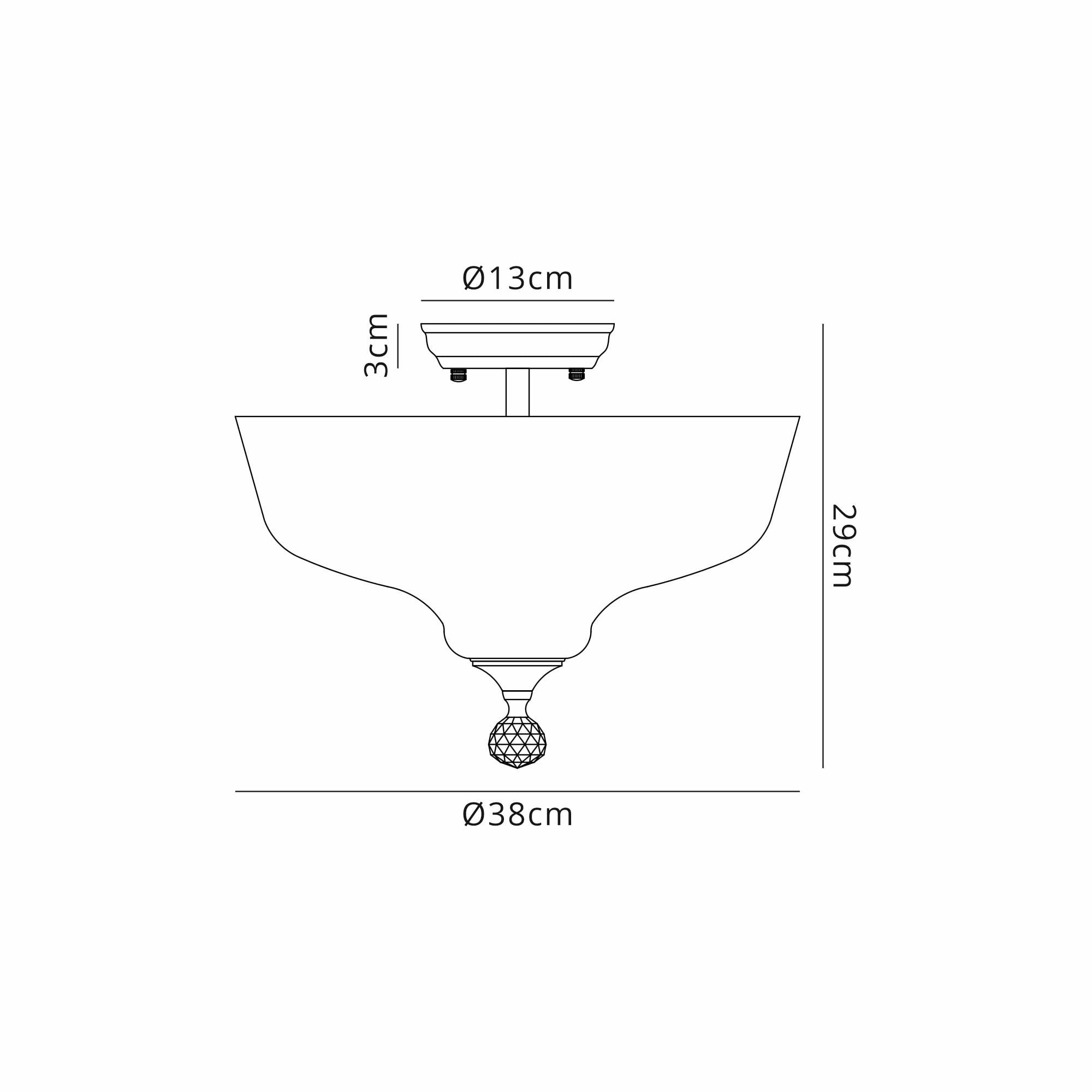 Fabula Mansfield 2 Light Semi-Flush Light - 38cm Flat Round Glass Shade - Satin Nickel & Clear Glass