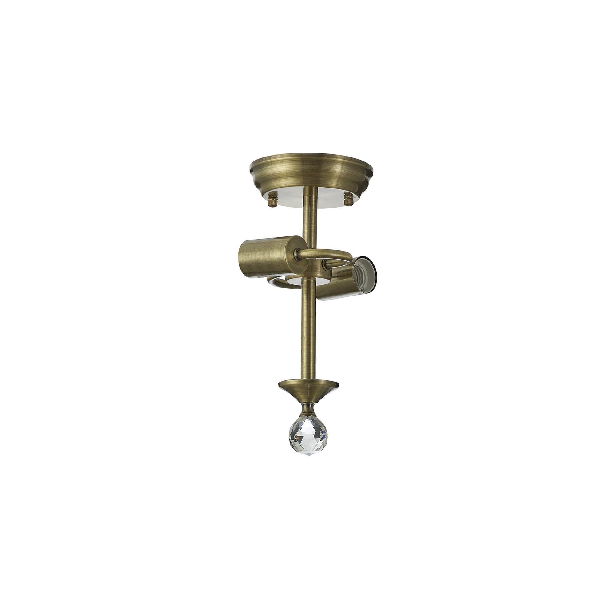 Fabula Mansfield 2 Light Semi-Flush Light Kit - Antique Brass - Frame Only