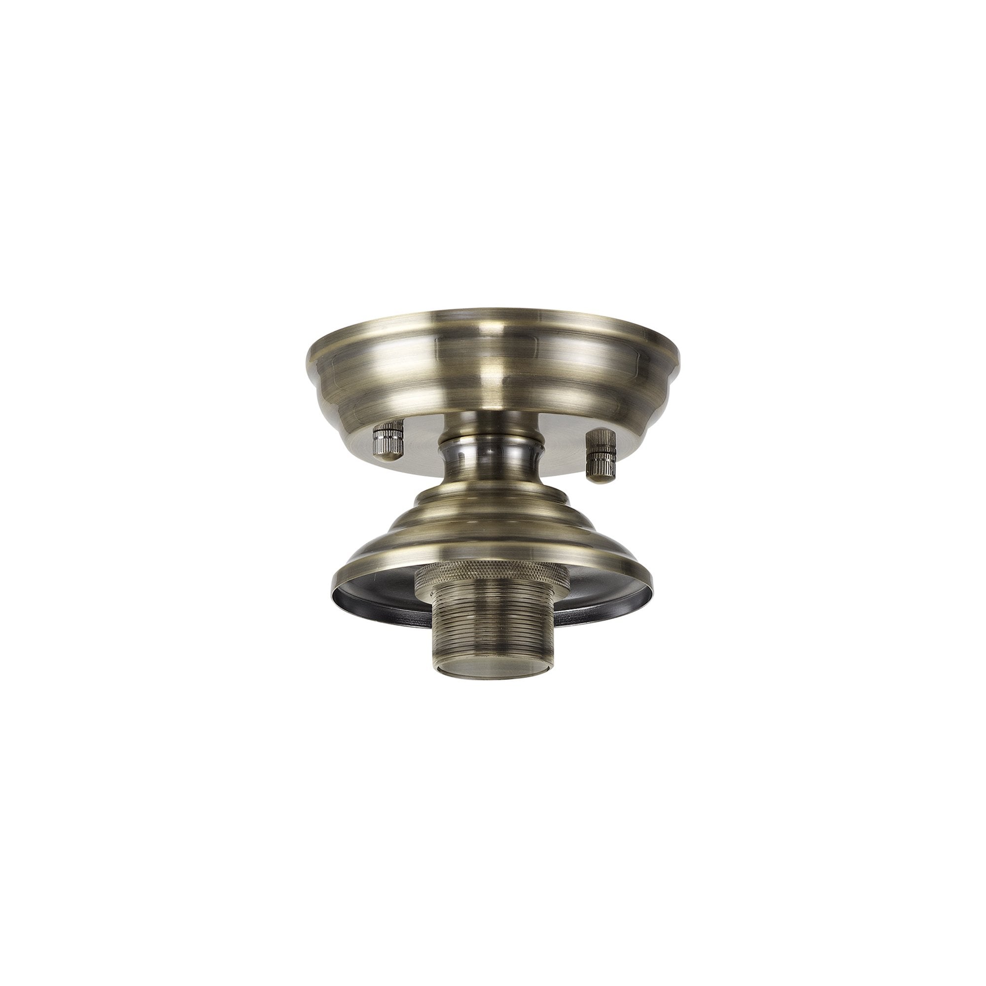 Fabula Mansfield Single Flush Light Kit - Antique Brass - Frame Only