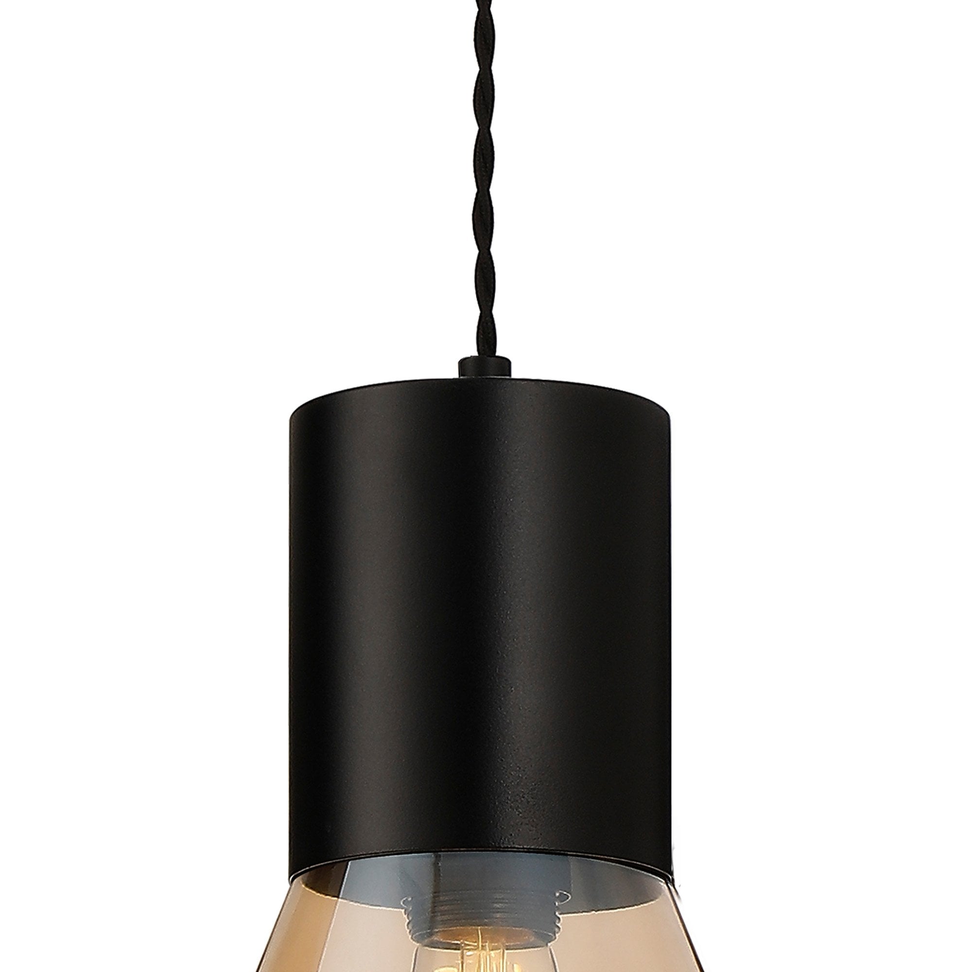 Fabula Maple Narrow Pendant - Satin Black & Amber Glass