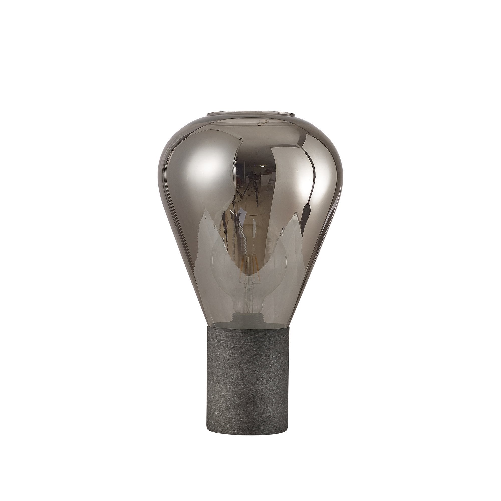 Fabula Maple Narrow Table Lamp - Pewter & Smoke Plated Glass