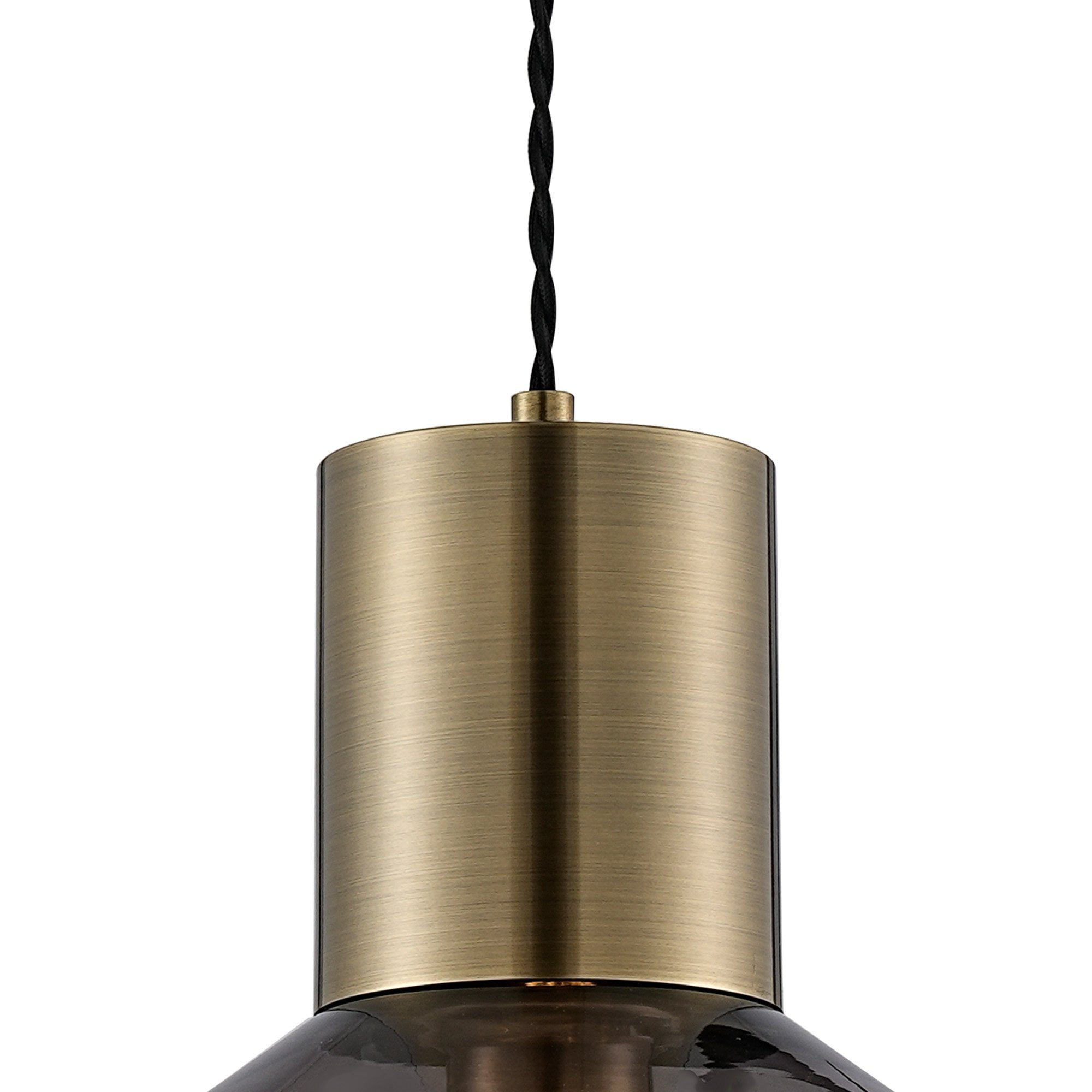 Fabula Maple Wide Pendant - Antique Brass & Inky Black Glass