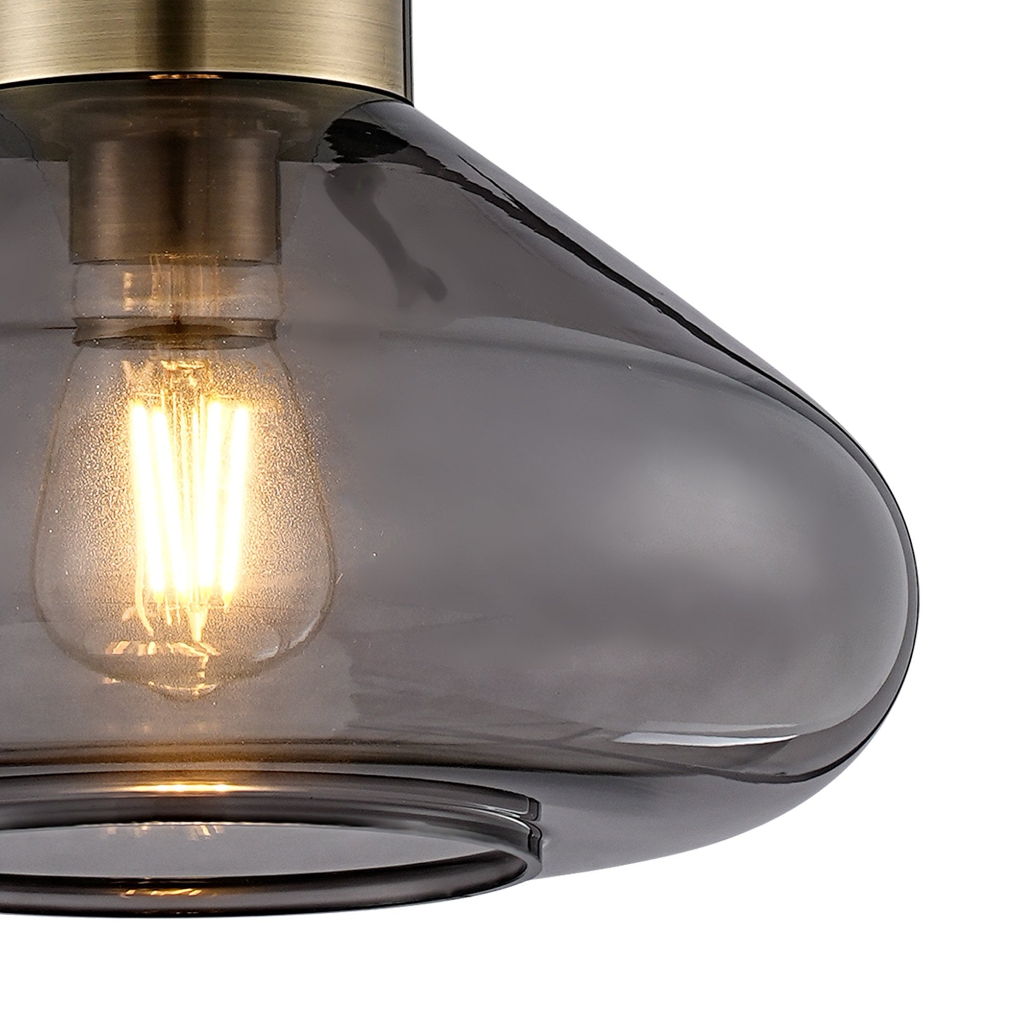 Fabula Maple Wide Pendant - Antique Brass & Inky Black Glass
