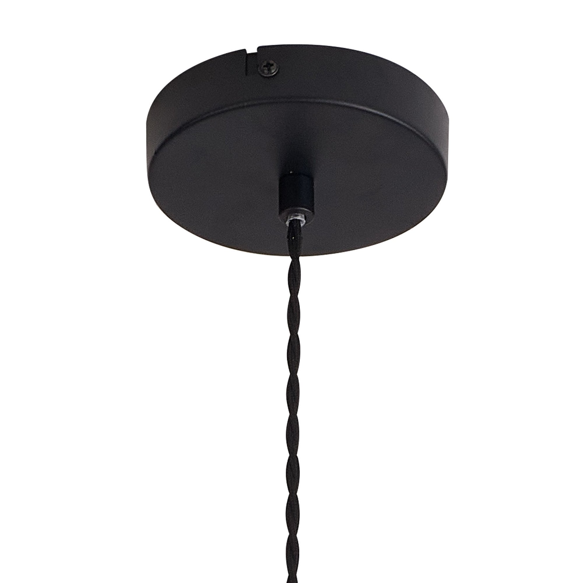 Fabula Maple Wide Pendant - Satin Black & Smoke Plated Glass
