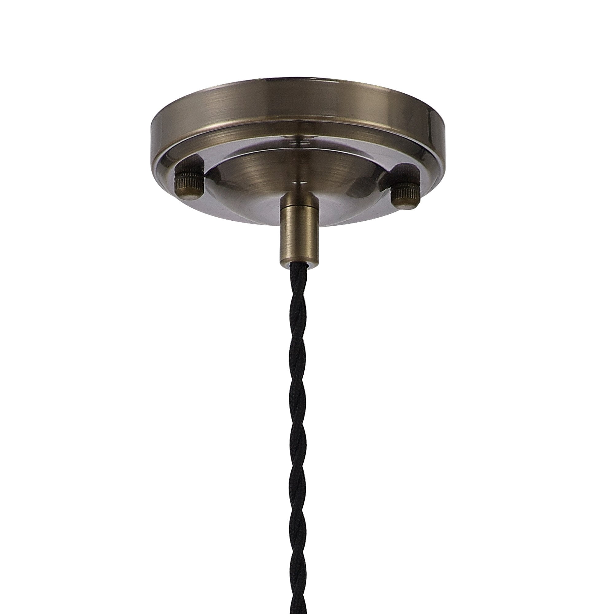 Fabula Merryhill Single Pendant - Antique Brass, Black Twisted Cable & Brown Bowl Glass