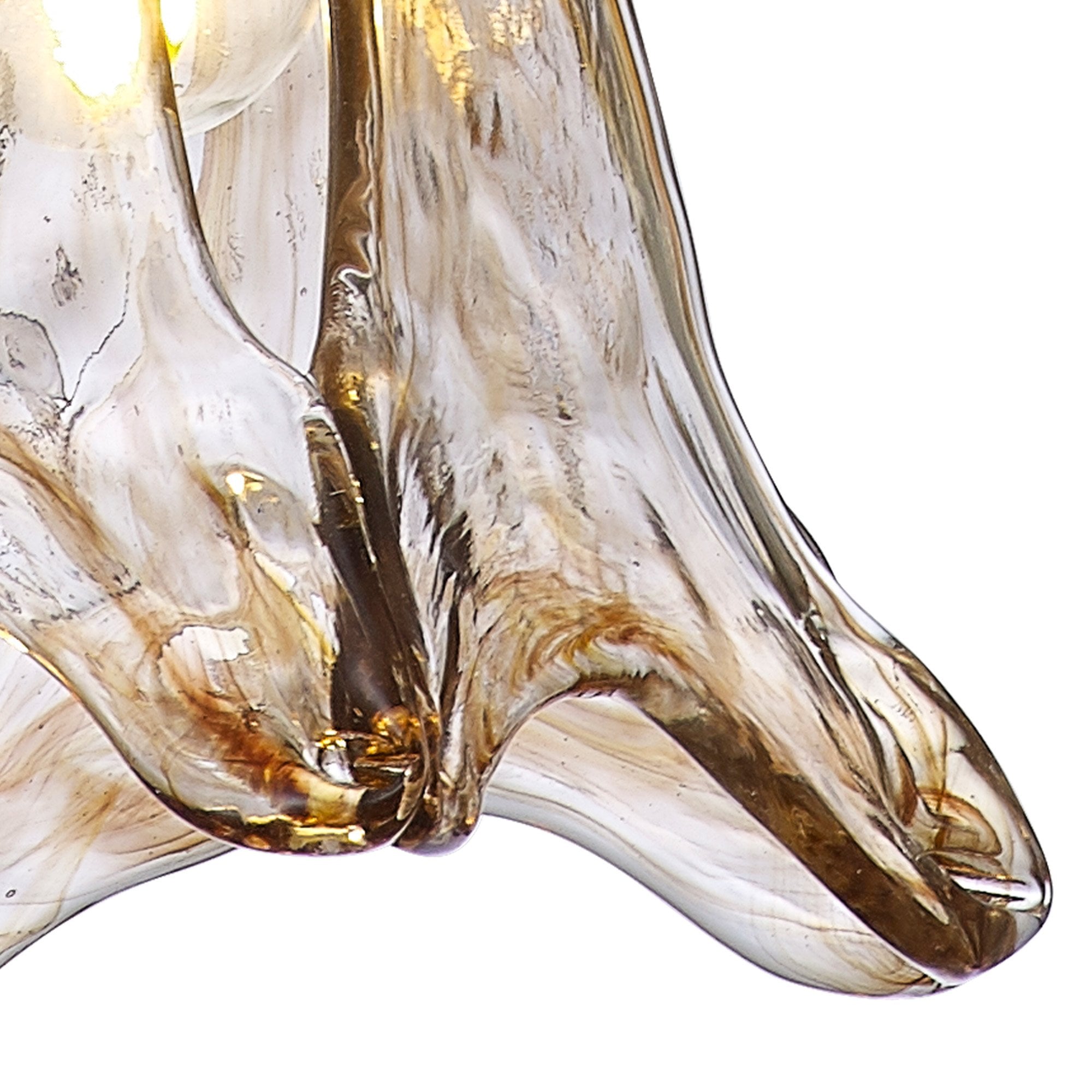 Fabula Merryhill Single Pendant - Antique Brass, Black Twisted Cable & Brown Flower Glass